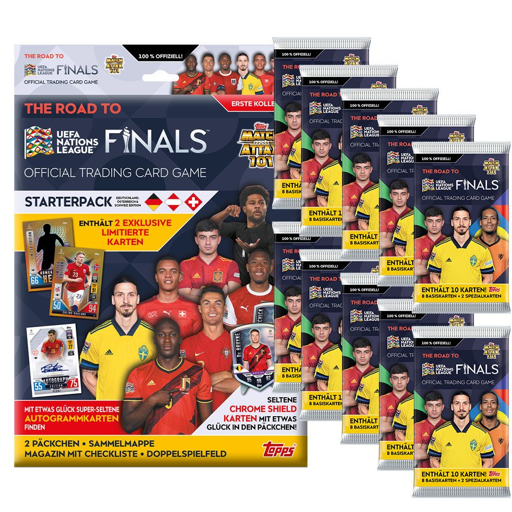 Topps Sammelkarte Road to 2022 UEFA Nations League 1 Leere Sammelmappe + 20 Booster