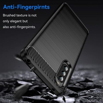 CoolGadget Handyhülle Carbon Handy Hülle für Sony Xperia 10 IV 6 Zoll, robuste Telefonhülle Case Schutzhülle für Xperia 10 IV 2022 Hülle
