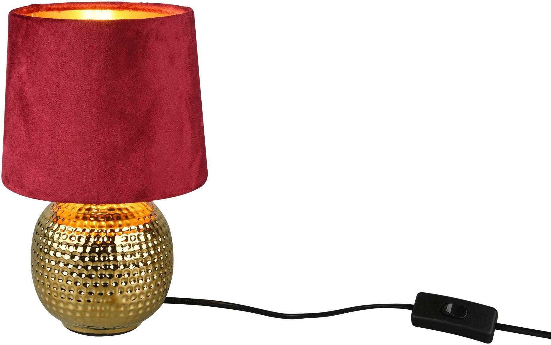 Beliebtes Discount-Fachgeschäft für den Versandhandel TRIO Leuchten Schreibtischlampe Sophia, rot gold Keramik Fuß ohne Samtschirm mit Leuchtmittel, Nachttischlampe