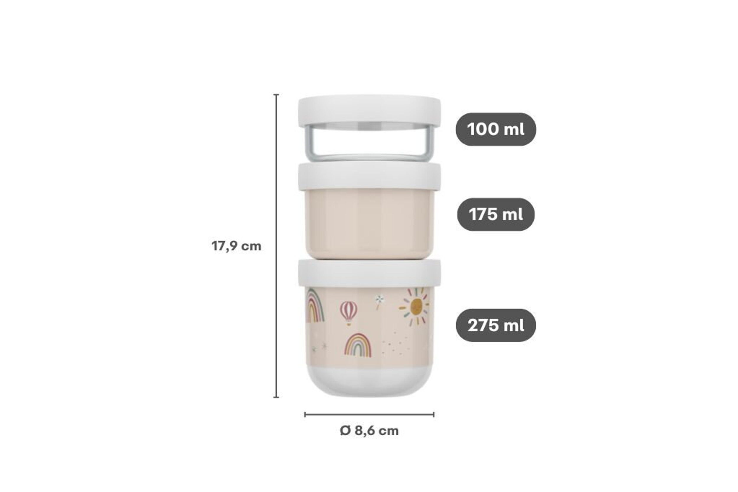 Mepal Kinderbesteck Mepal Mio 550 ml Snackbox stapelbar 3-teilig - Little Farm – Bild 4 von 5