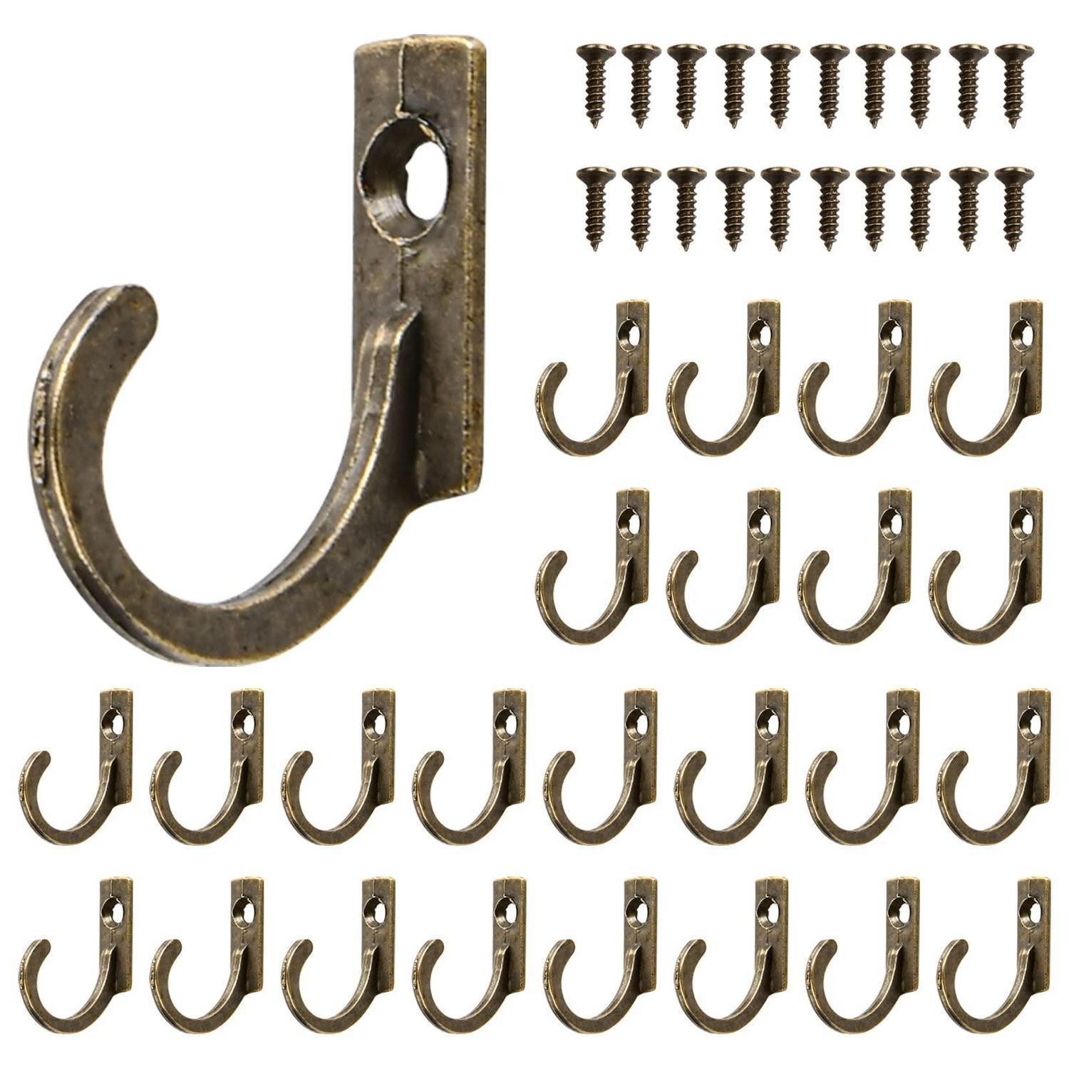 LuxusKollektion Kleiderhaken Kleiderhaken Vintage Bronze Einzelhaken Zinklegierung 20St, (20-St)