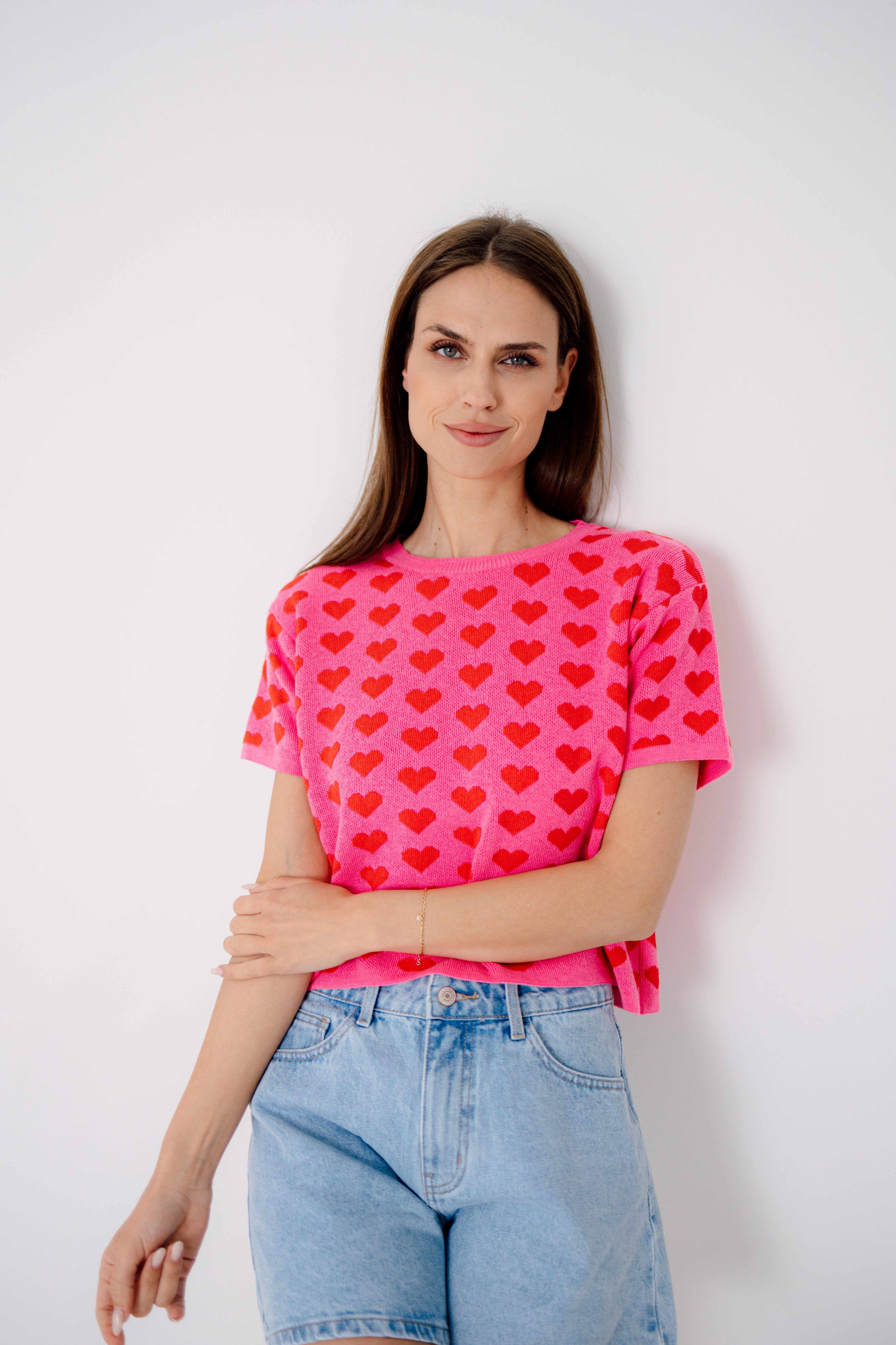 von Herzen Stricktop kurzärmliges Strick-Shirt mit Herzchen – Rundhals - On günstig online kaufen