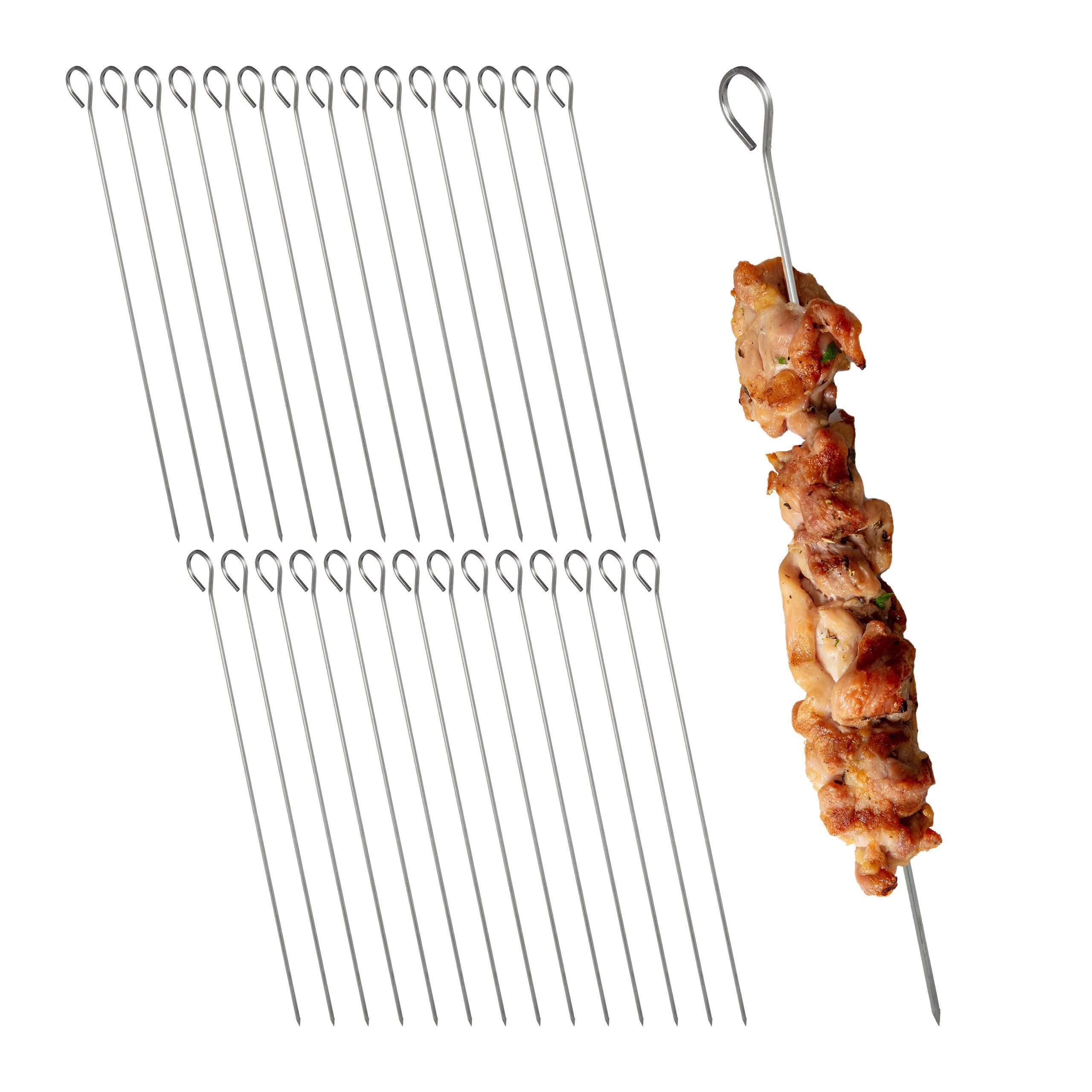 40 Edelstahl-Schaschlikspieße 9,5 Cm – Rostfrei & Wiederverwendbar Für Grill & Lagerfeuer