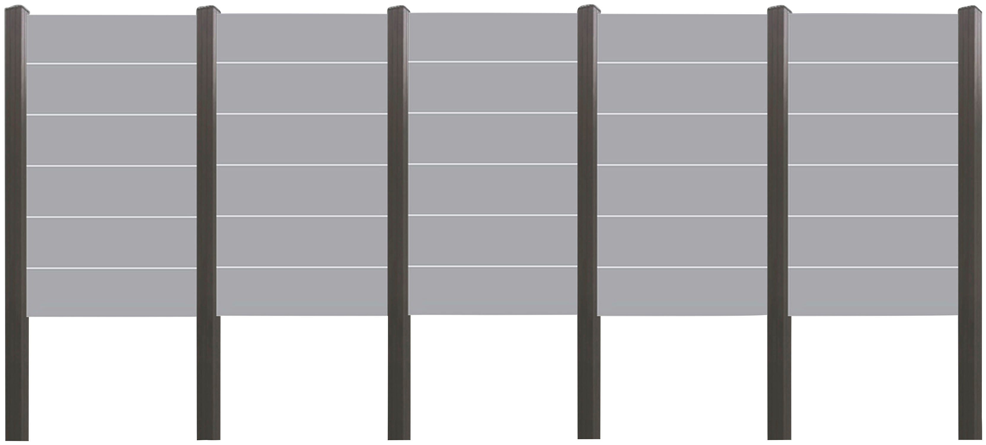 Tetzner & Jentzsch Sichtschutzelement ROUNDROCK 3, (Set), Satiniertes Glas in Aluminiumpfosten