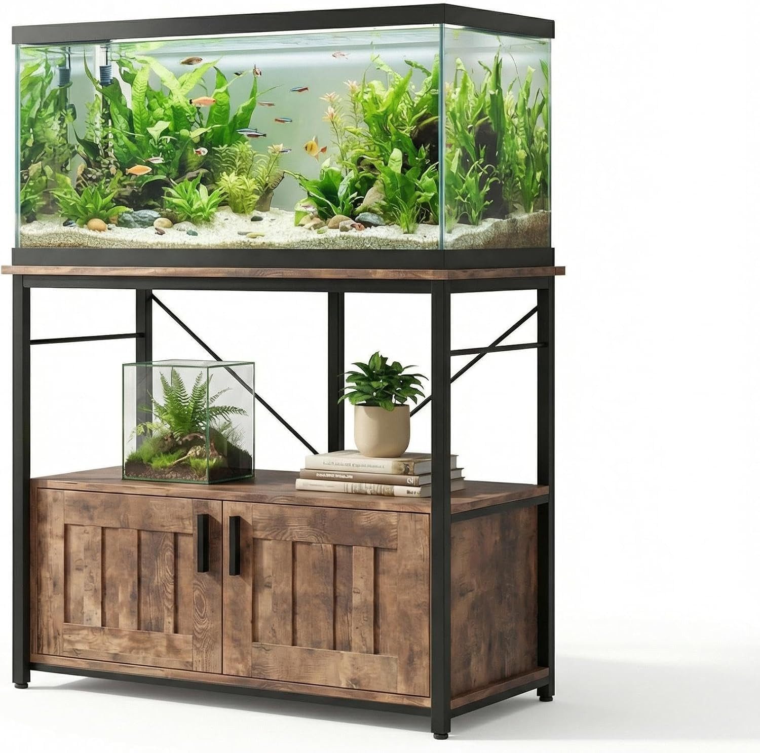 GarveeMore Aquariumunterschrank 93x48cm, 300kg Belastbarkeit, Standfest durch verstellbare Füße