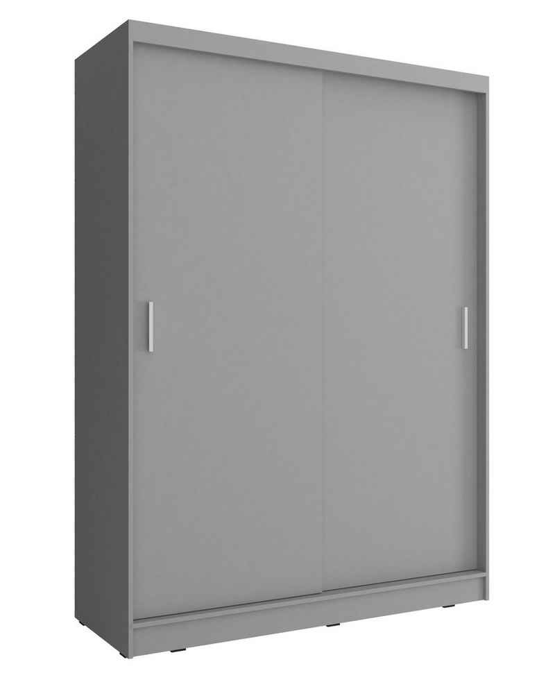 MOEBLO Kleiderschrank KUBA A1 (Wohnzimmerschrank 2-türig Schrank Gaderobe Schiebtüren, Schwebetürenschrank mit Einlegeböden und Kleiderstange) (BxHxT): 130/150x200x60cm