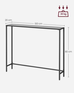 VASAGLE Konsolentisch, Beistelltisch, Oberfläche aus Hartglas, moderner Sofatisch