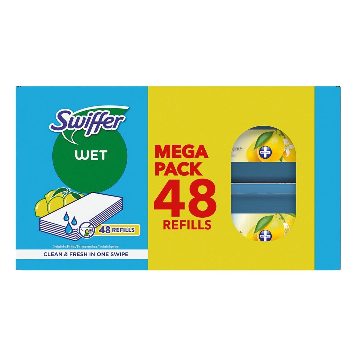 Swiffer Wet Citrus Fresh Reinigungstücher (48er-Pack feuchte Bodentücher mit Citrusfrische)