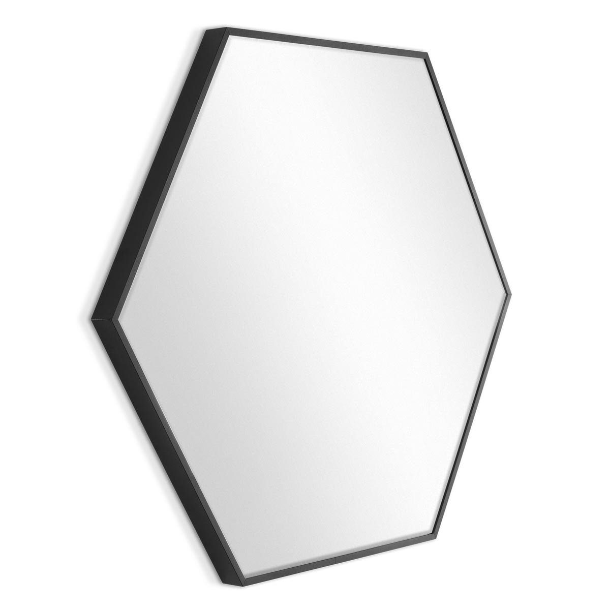schmaler 52x60 PHOTOLINI Rahmen mit sechseckig Metallrahmen Schwarz Spiegel cm,