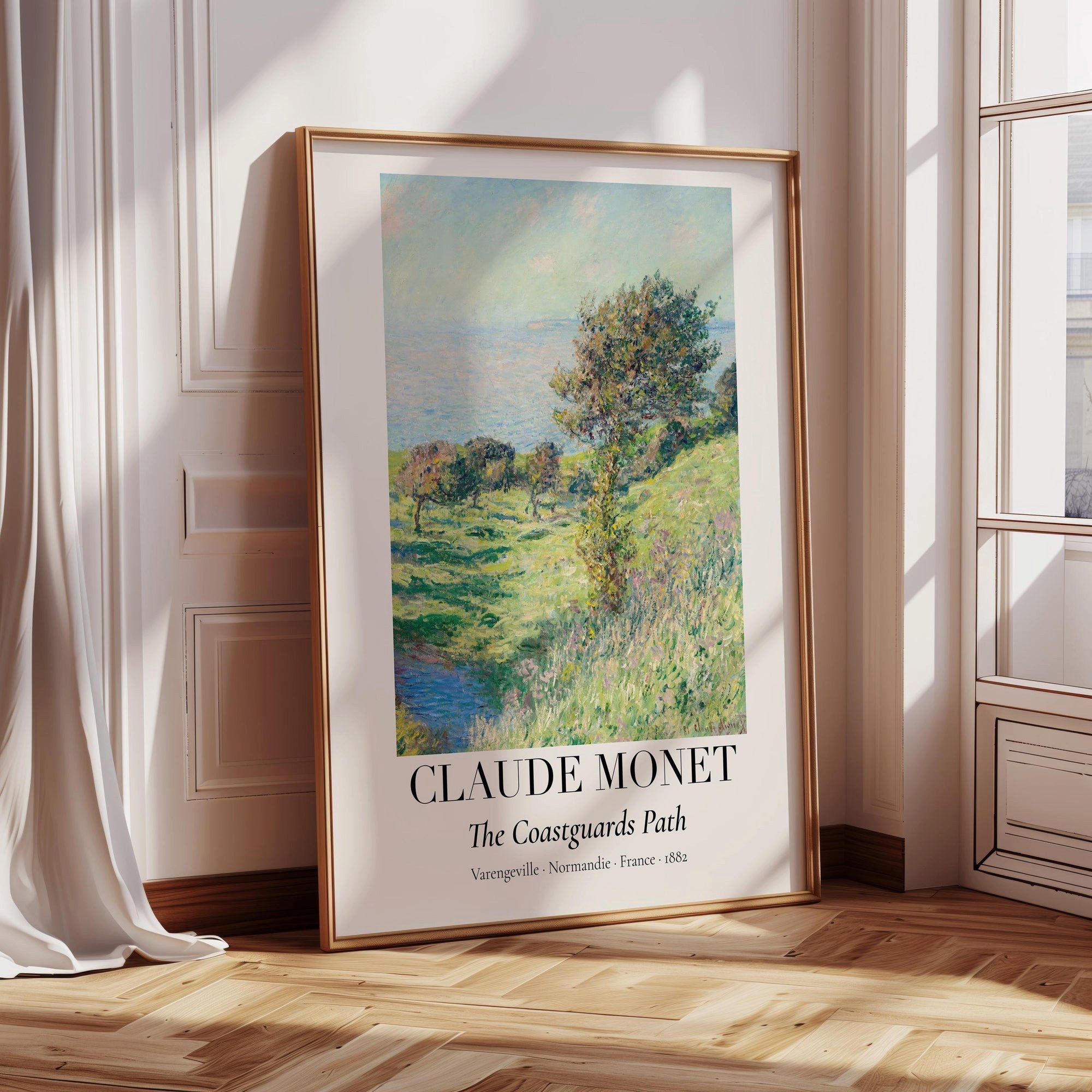JUSTGOODMOOD Poster Premium ® Claude Monet Poster · Küstenweg Varengeville 1882 · Vintage, (1 St), verschiedene Größen wählbar