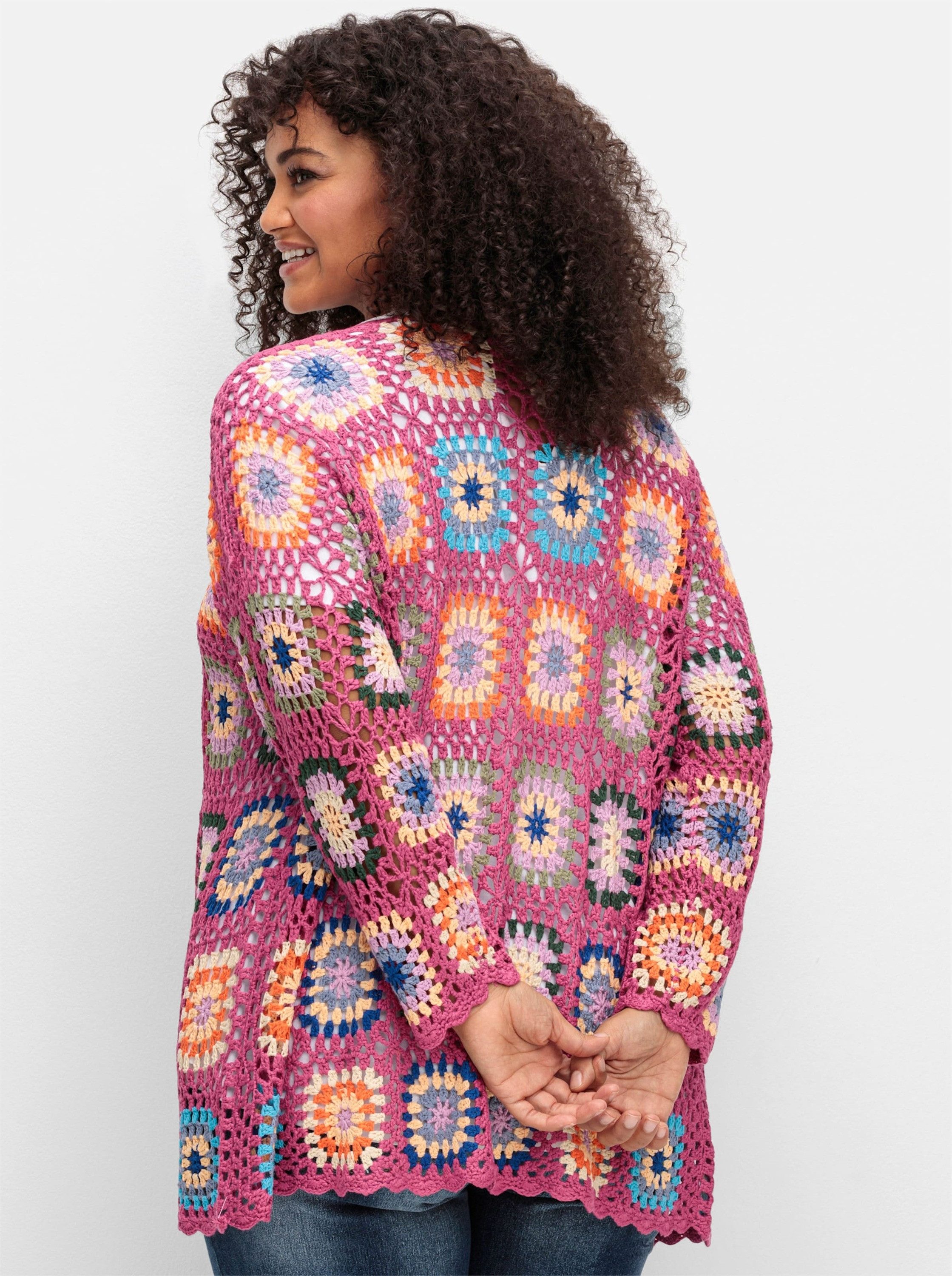 sheego by Joe Browns Strickjacke Cardigan Langarm in Häkeloptik, mit Croche günstig online kaufen