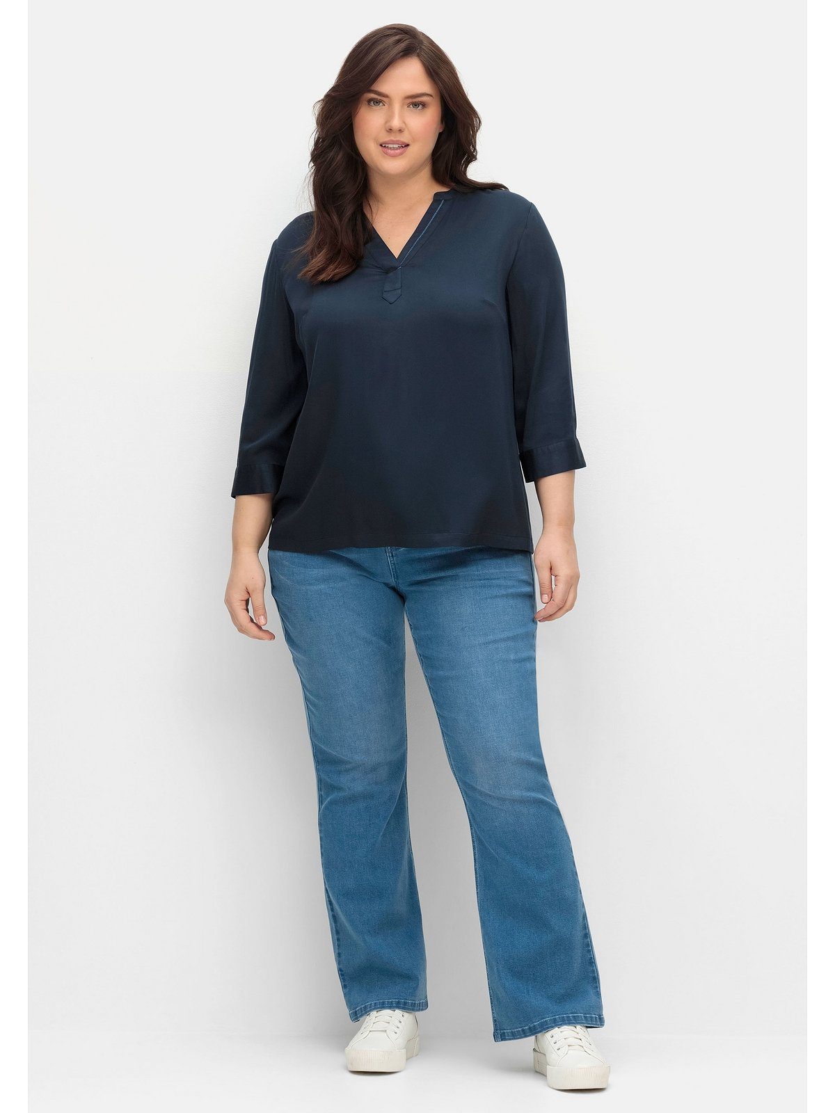 Größen mit Bodyforming-Effekt Catfaces blue Stretch-Jeans Sheego Große und Denim