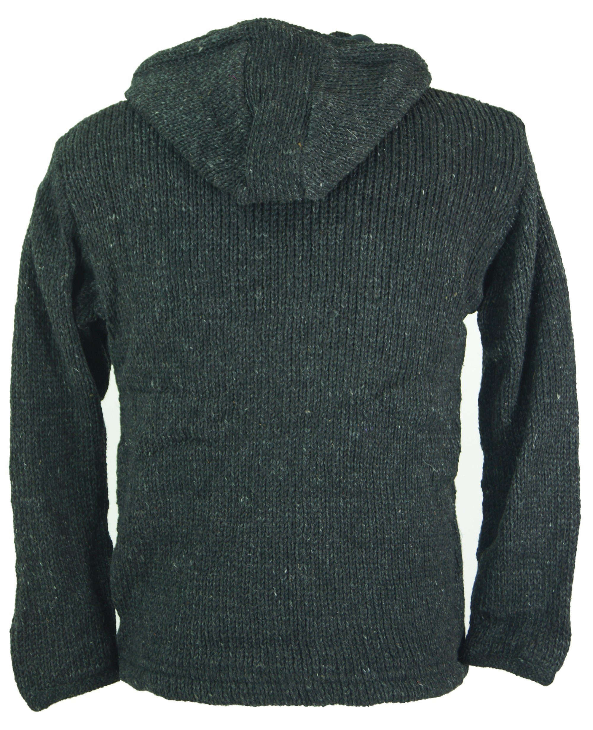 Guru-Shop Langjacke Kuschelige gefütterte Strickjacke, mellierte.. alternative Bekleidung