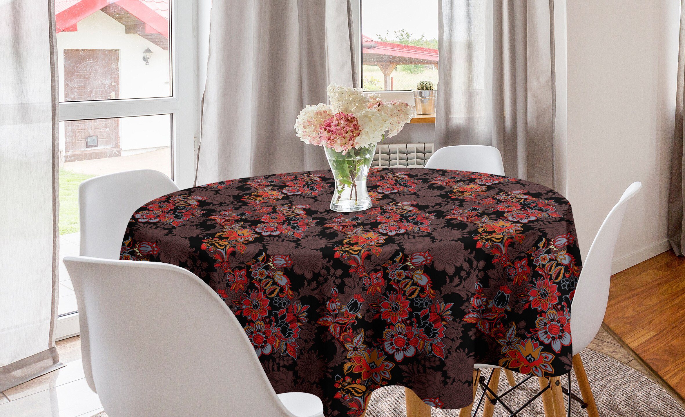 Super beliebt Abakuhaus Tischdecke Kreis Tischdecke Abdeckung Blume Japanische Küche Florals für Vivid Esszimmer Dekoration