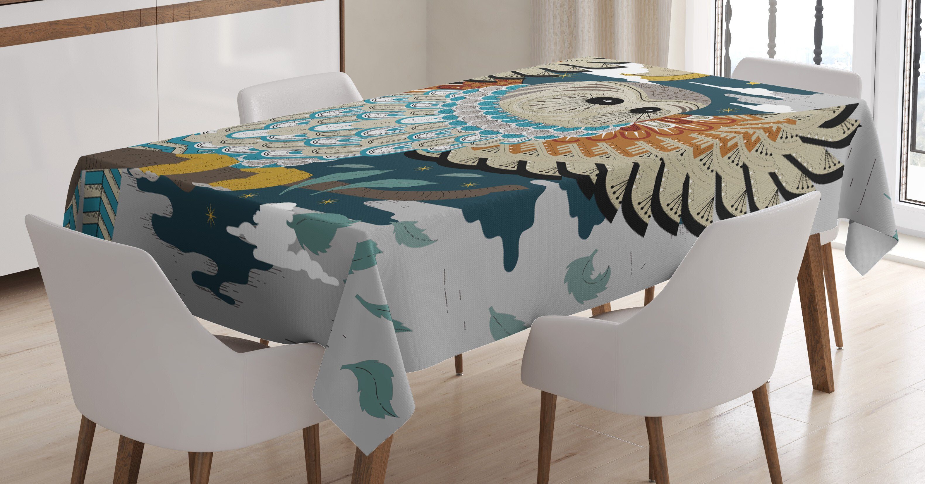 Abakuhaus Tischdecke Waschbar Bereich Motive Für Farben, den Vogel-Flügel Mond Farbfest Eulen Außen geeignet Klare
