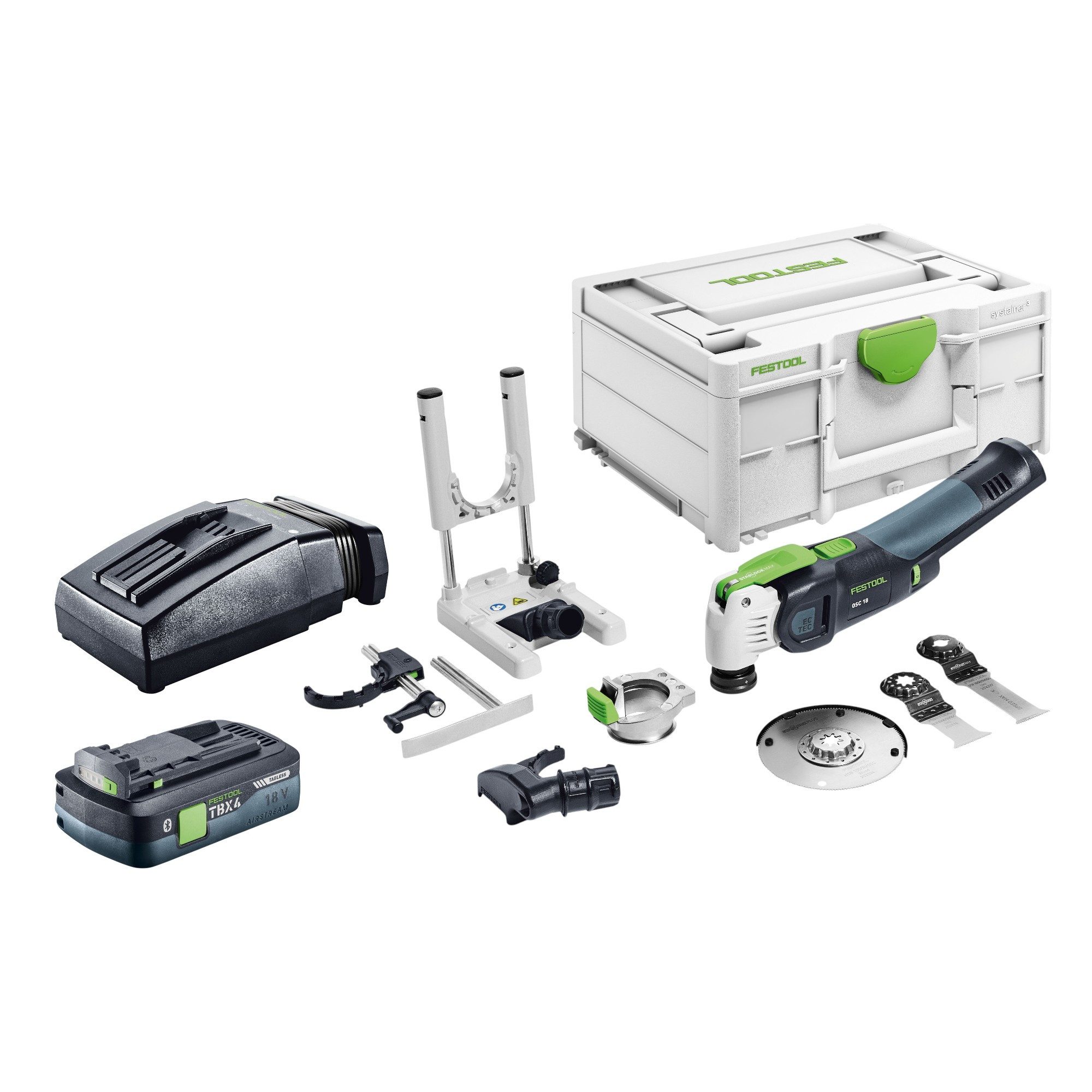 FESTOOL Akku-Multifunktionswerkzeug OSC 18 E-Basic-Set Starlock Max + 1x Akku 4 Ah + Ladegerät