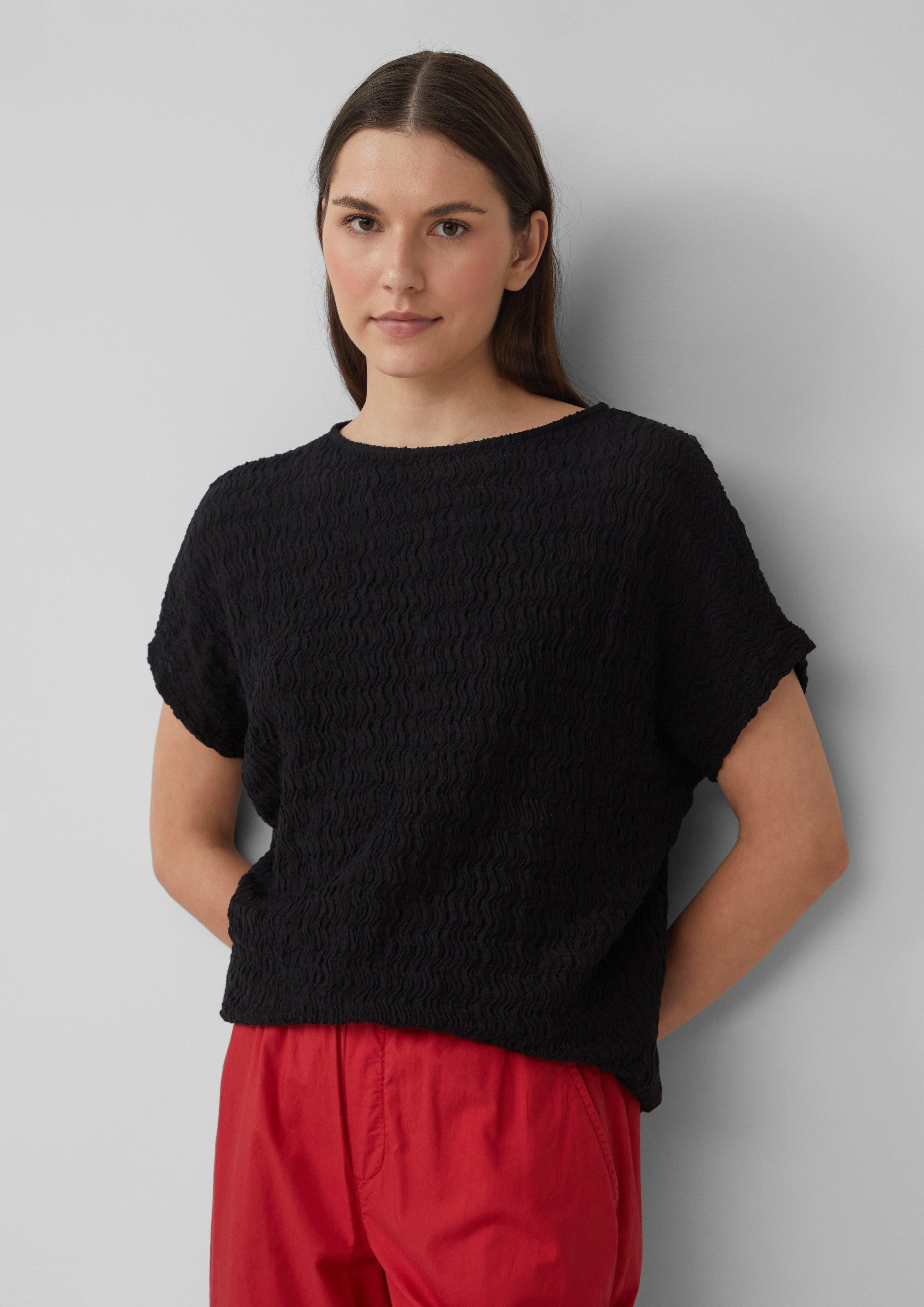 s.Oliver Shirttop Strukturiertes T-Shirt aus Baumwollmix günstig online kaufen