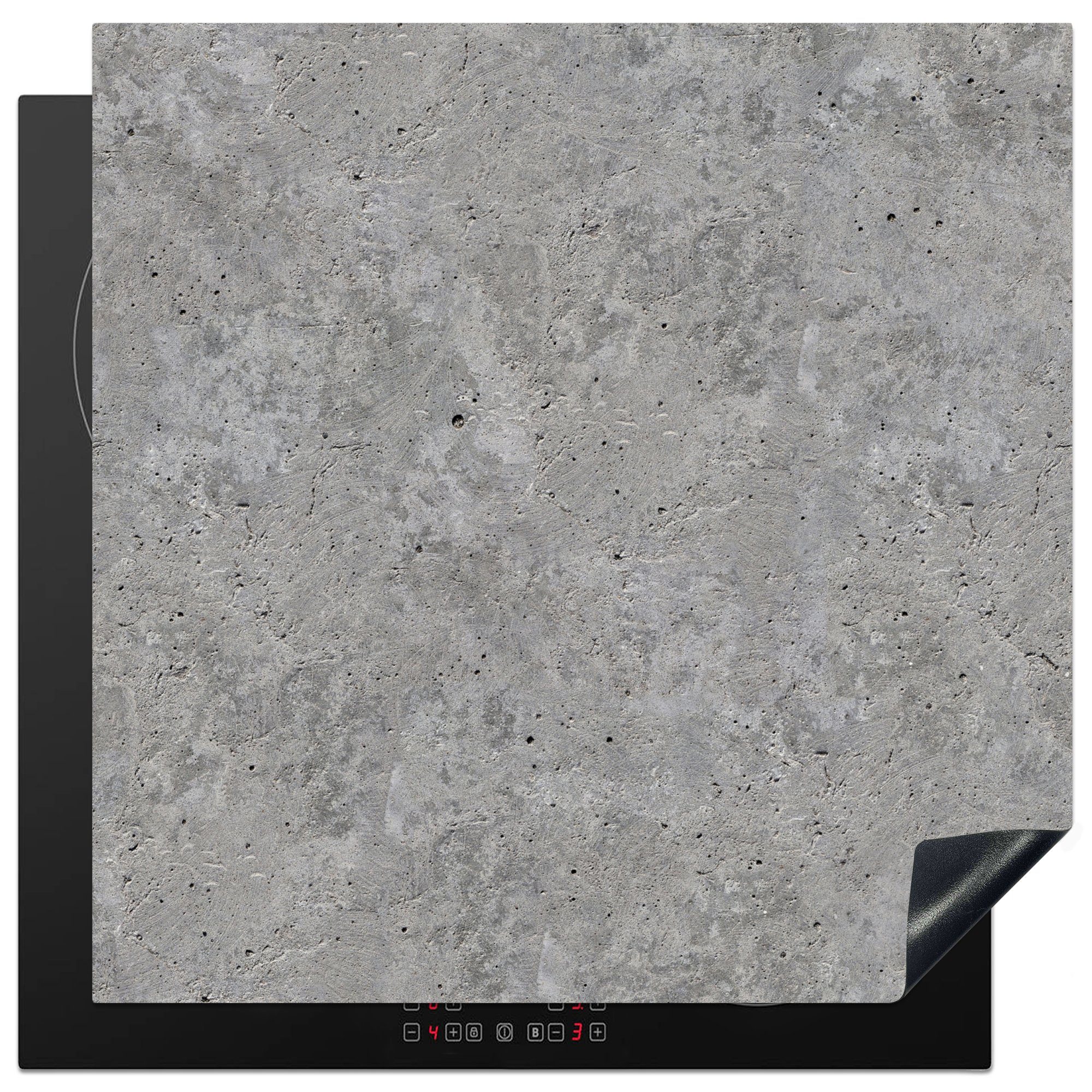 MuchoWow Herd-Abdeckplatte Beton - Schiefer - Grau - Betonoptik/print, Vinyl, (1 tlg), Küche Herdabdeckung Ceranfeld Induktionsfeld Vinyl, 60x60 cm