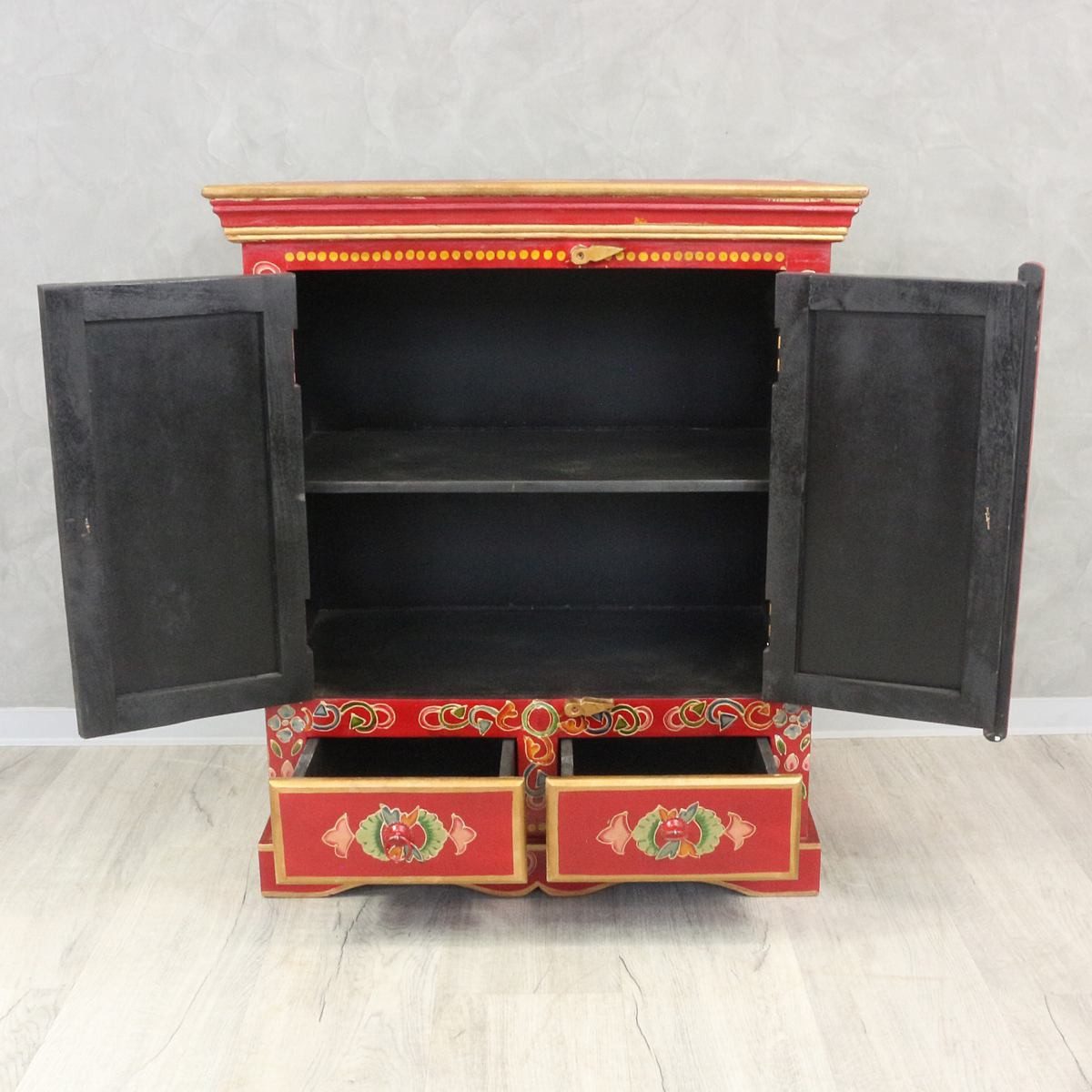 Oriental Galerie Mehrzweckschrank Tibet Wandschrank Sarma Rot 90 cm