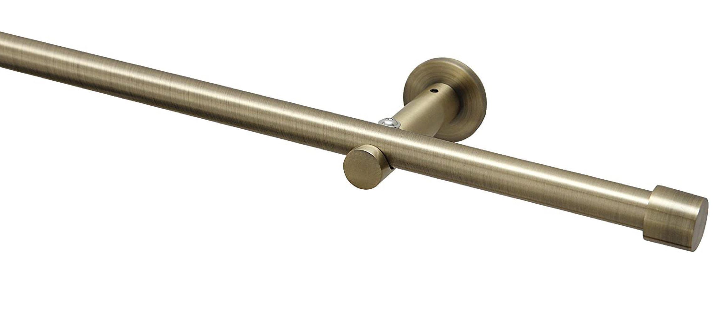 Garduna Gardinenstange Cap modern / Ø 16mm / Edelstahl-Optik / Messing-Antik / Schwarz, 1-läufig, gebohrt, Metall