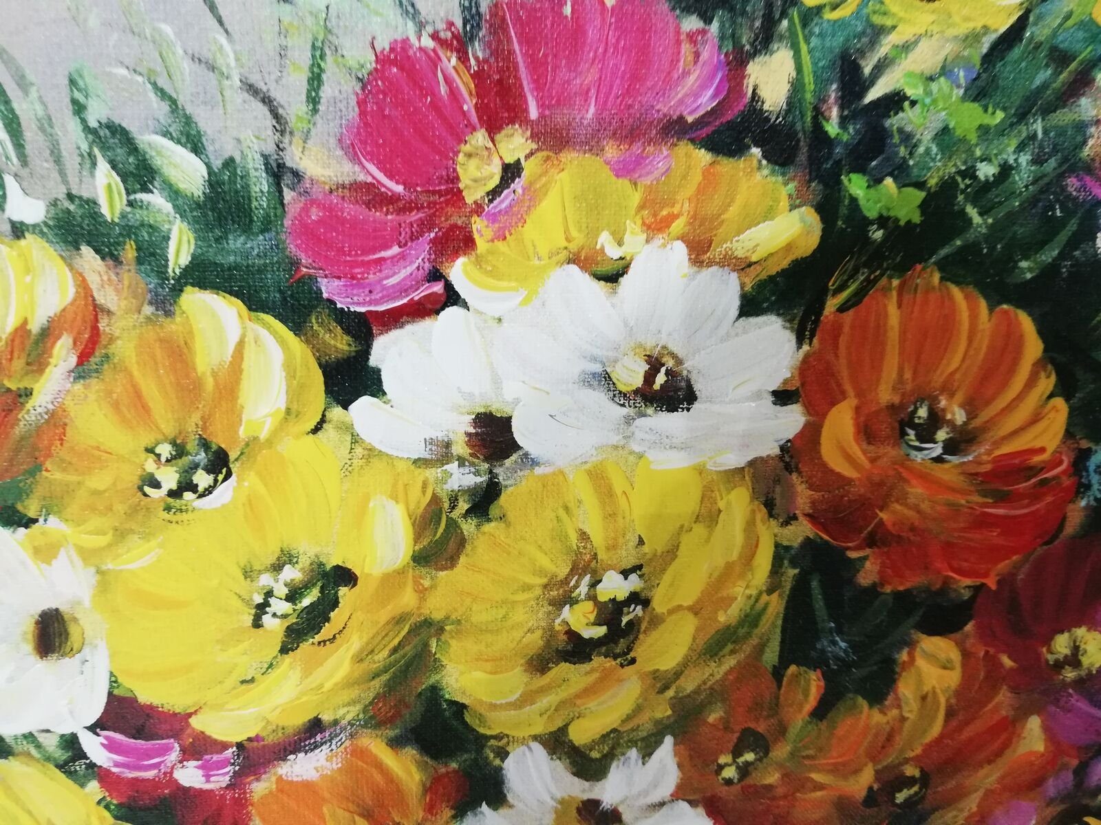 JVmoebel Gemälde Sofort Mit lieferbar Rahmen Gemälde Blumen Blumen Pflanzen Bilder 62x52
