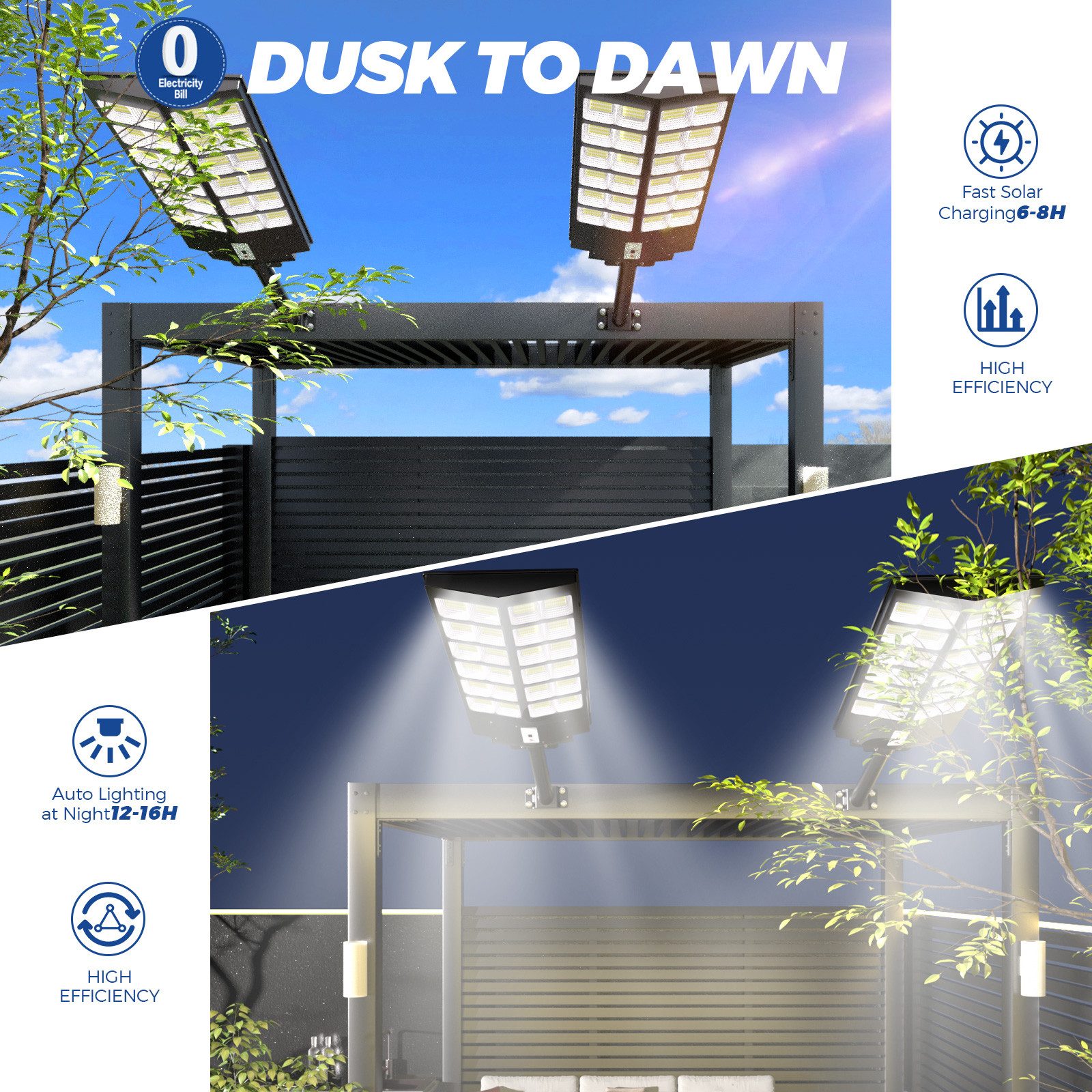 Rhein Beleuchtung LED Solarleuchte 3000W LED Solarleuchten für außen als hängendes Spotlight, Solarlampen für außen mit Timer, perfekt für Garten, Hof und Einfahrt, LED fest integriert, 7000K kaltweiß, 120000 lm, IP67 wasserdicht mit Bewegungsmelder, ideal als Wegeleuchte