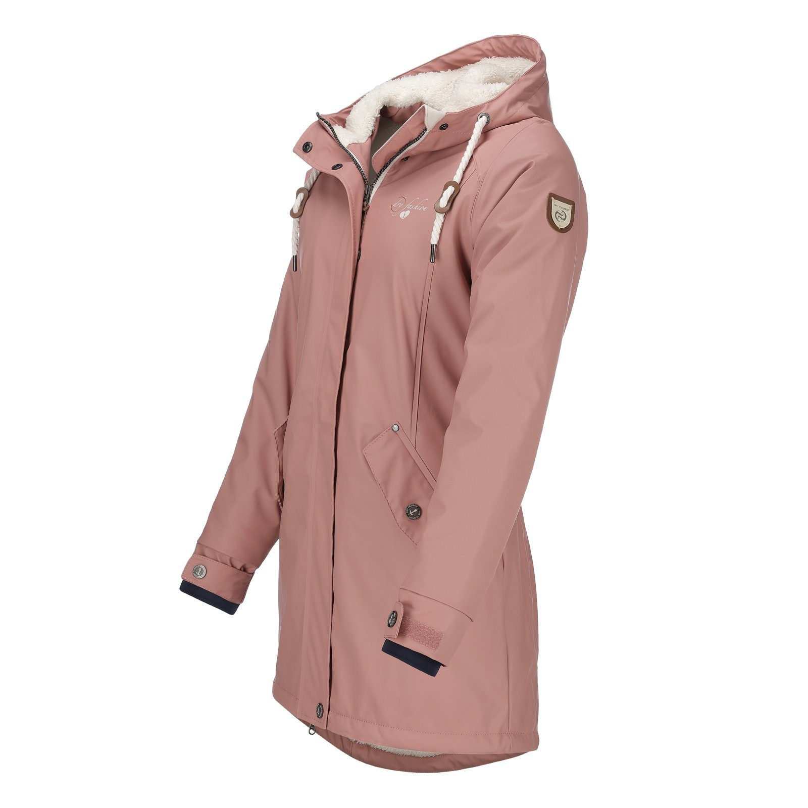 Dry Fashion Regenmantel Malmö Damen Regenjacke Malmö Kapuze und Teddyfleece - wind- und wasserdicht