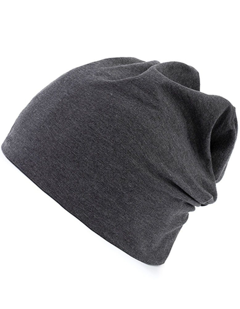 Modescout Stadler Beanie Jersey Mütze Slouch Beanie aus Bio-Baumwolle Heather Anthracite