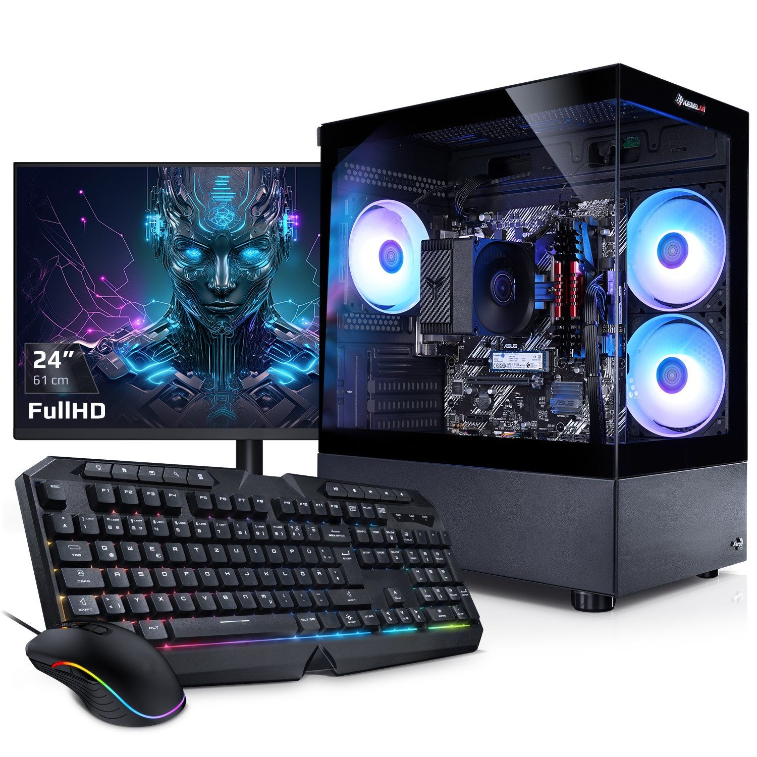 Kiebel Online Allround PC-Komplettsystem (24", AMD Ryzen 7 AMD Ryzen 7 5700G, Radeon, 16 GB RAM, 500 GB SSD, ARGB-Beleuchtung)