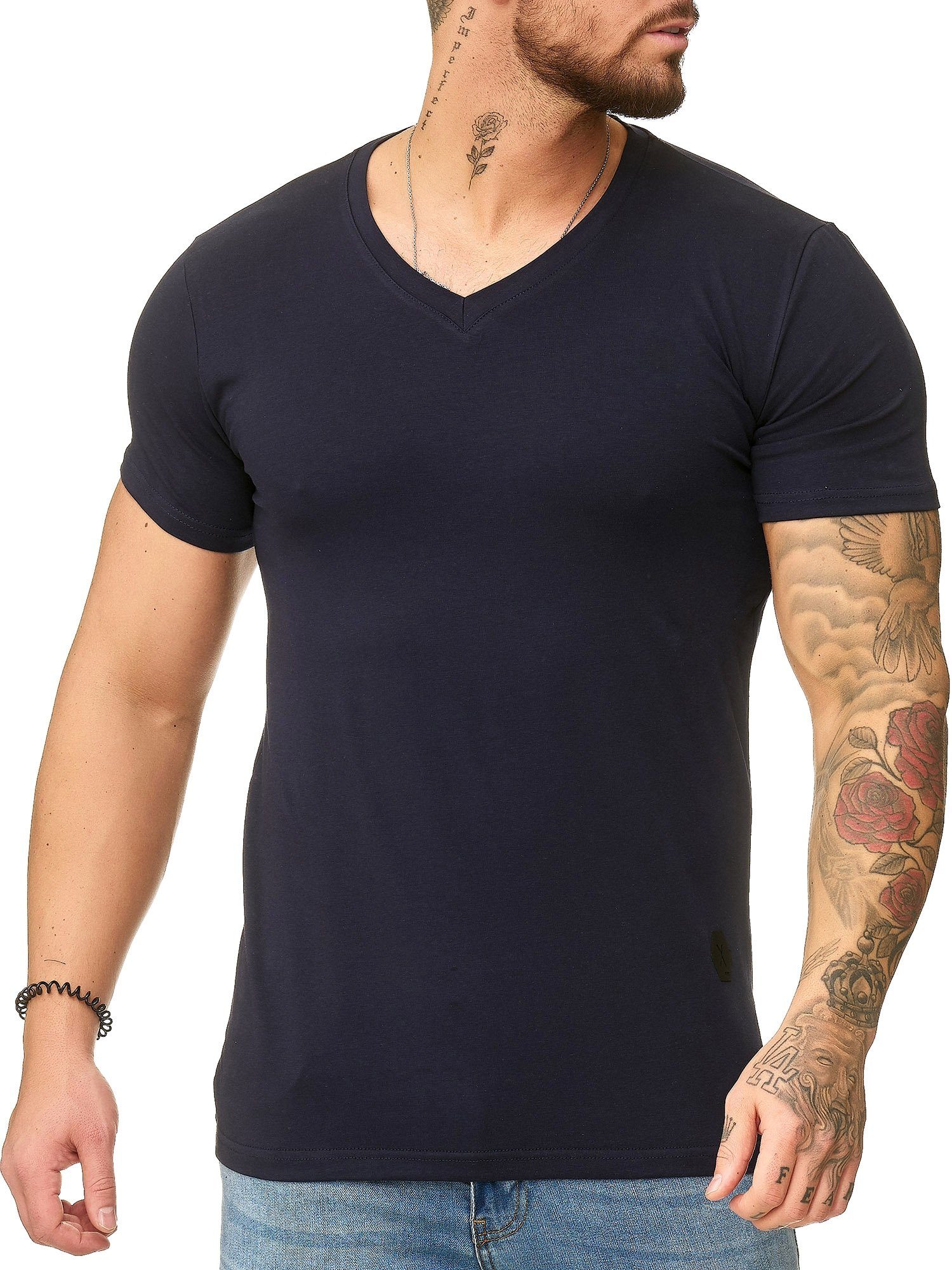 OneRedox T-Shirt 1309C (Shirt Polo Kurzarmshirt Tee, 1-tlg) Fitness Freizeit Casual Navy
