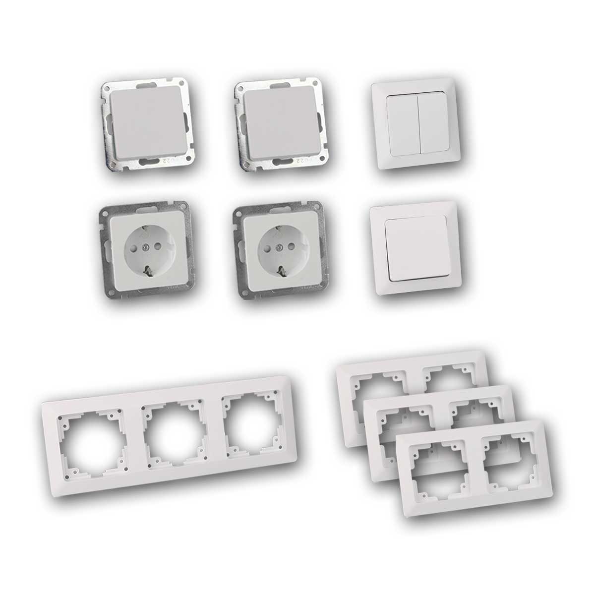 ChiliTec Unterputz-Steckdose MILOS Set "Flur", 12-teilig, weiß, mit Klingeltast