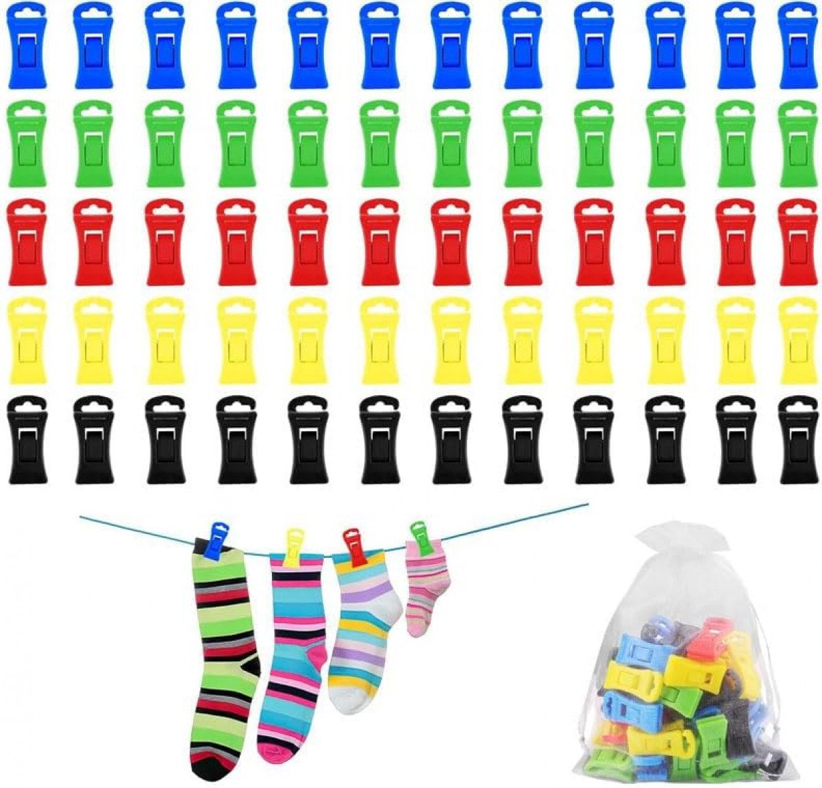 FELIXLEO Wäscheklammern Sockenclips für Waschmaschine und Trockner in 5 Farben