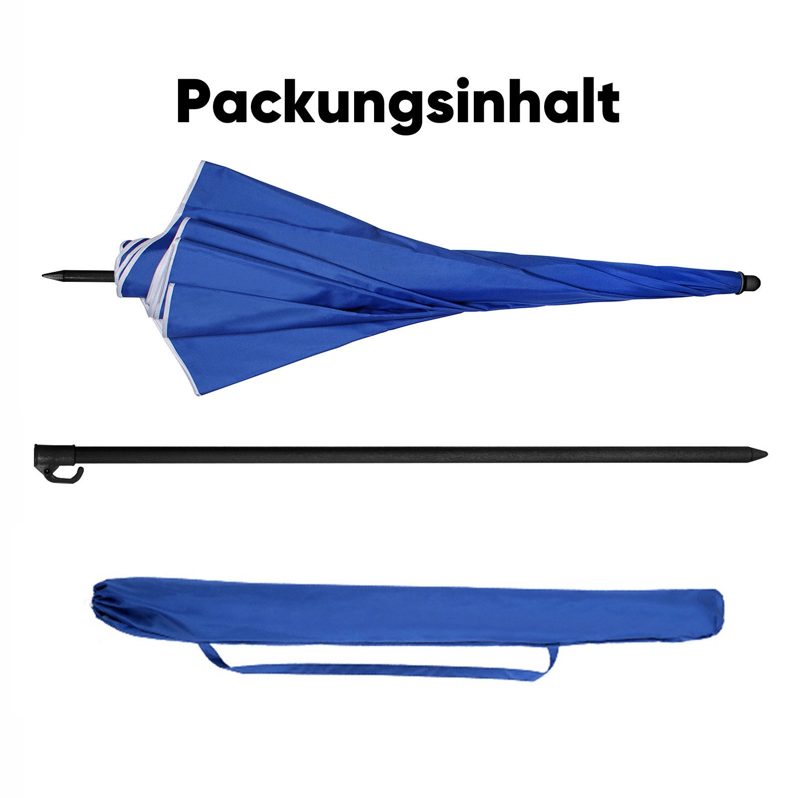 Sekey Sonnenschirm Ø 180 cm Balkonschirm Rund Strandschirm Sonnenschirm mit Schutzhülle, LxB: 180x180 cm, Neigungswinkel verstellbar, Höhe verstellbar, mit Tragetasche