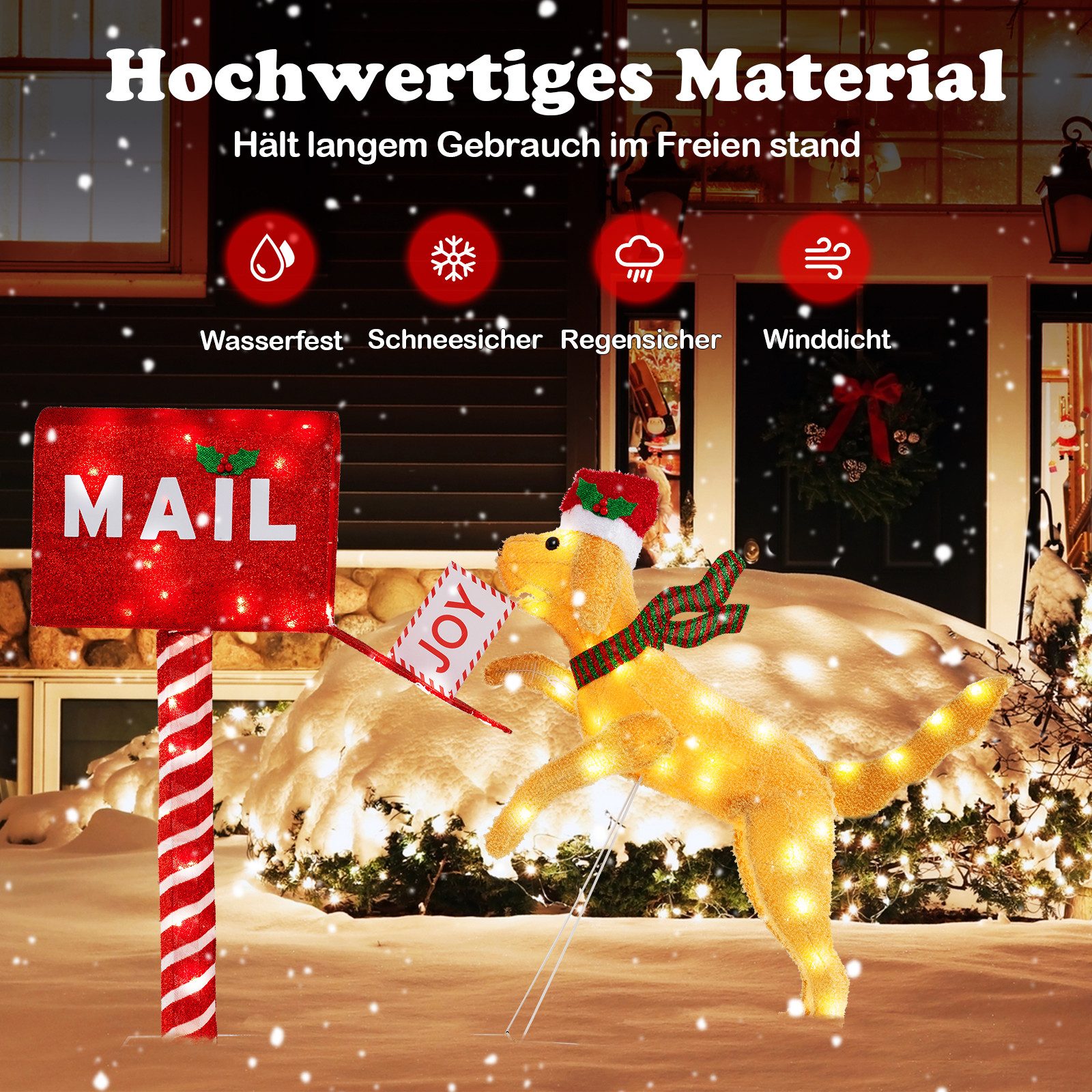 COSTWAY Weihnachtsfigur (1 St), beleuchteter Weihnachtsdackel mit Briefkast günstig online kaufen