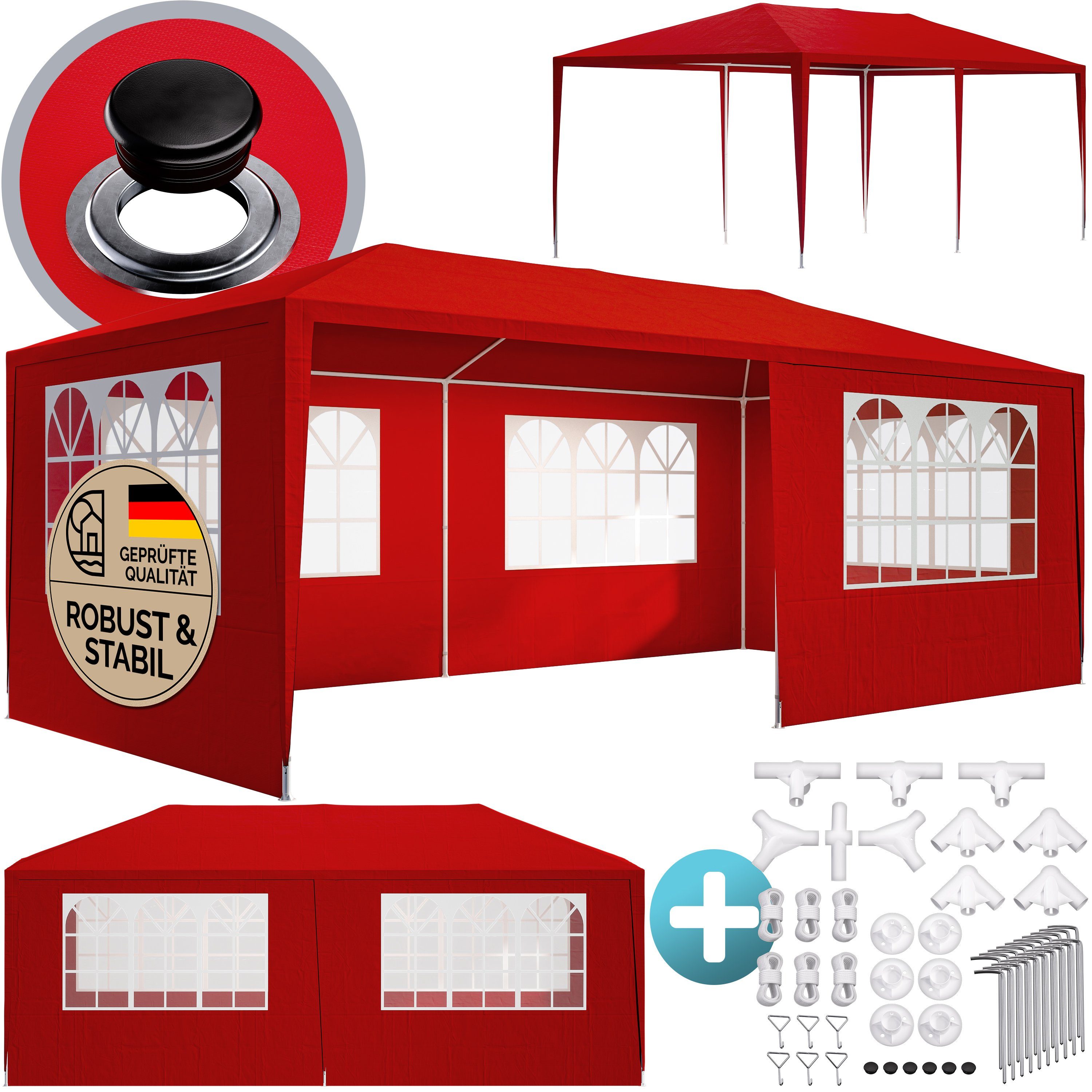 Casaria Partyzelt Rimini, rot 3x6m UV-Schutz günstig online kaufen