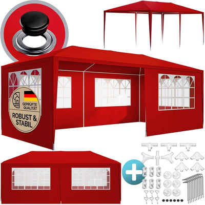 Casaria Partyzelt Rimini, rot 3x6m UV-Schutz 18m² Wasserabweisend 6 Seitenteile Pavillon