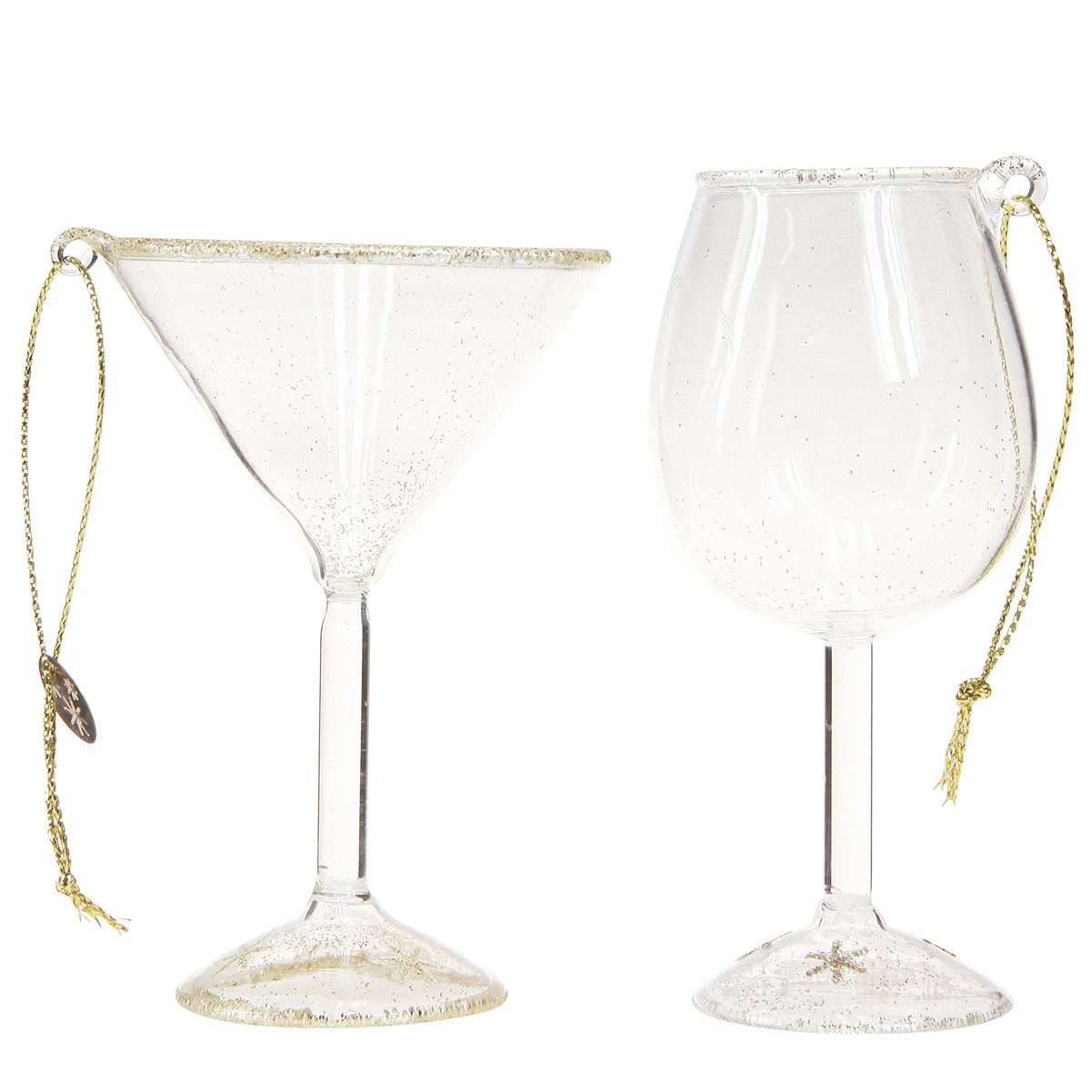 Kaemingk Baumbehang Dekohänger Gläser Klar Gold 9cm Set Silvester Deko, 2 Stück