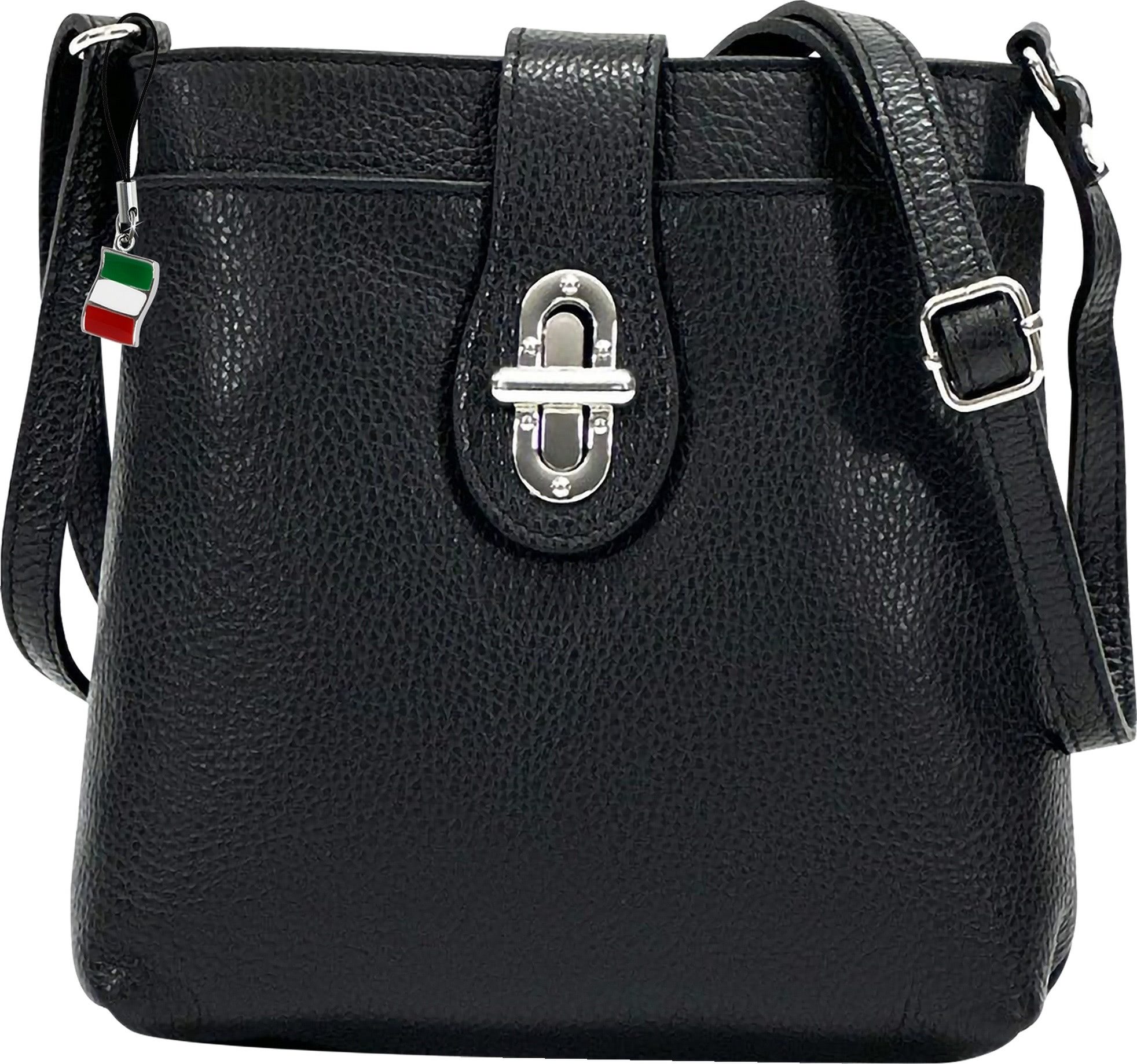 FLORENCE Umhängetasche Florence Umhängetasche Damen Tasche (Umhängetasche), Damen Umhängetasche Leder, schwarz ca. 22cm x ca. 22cm