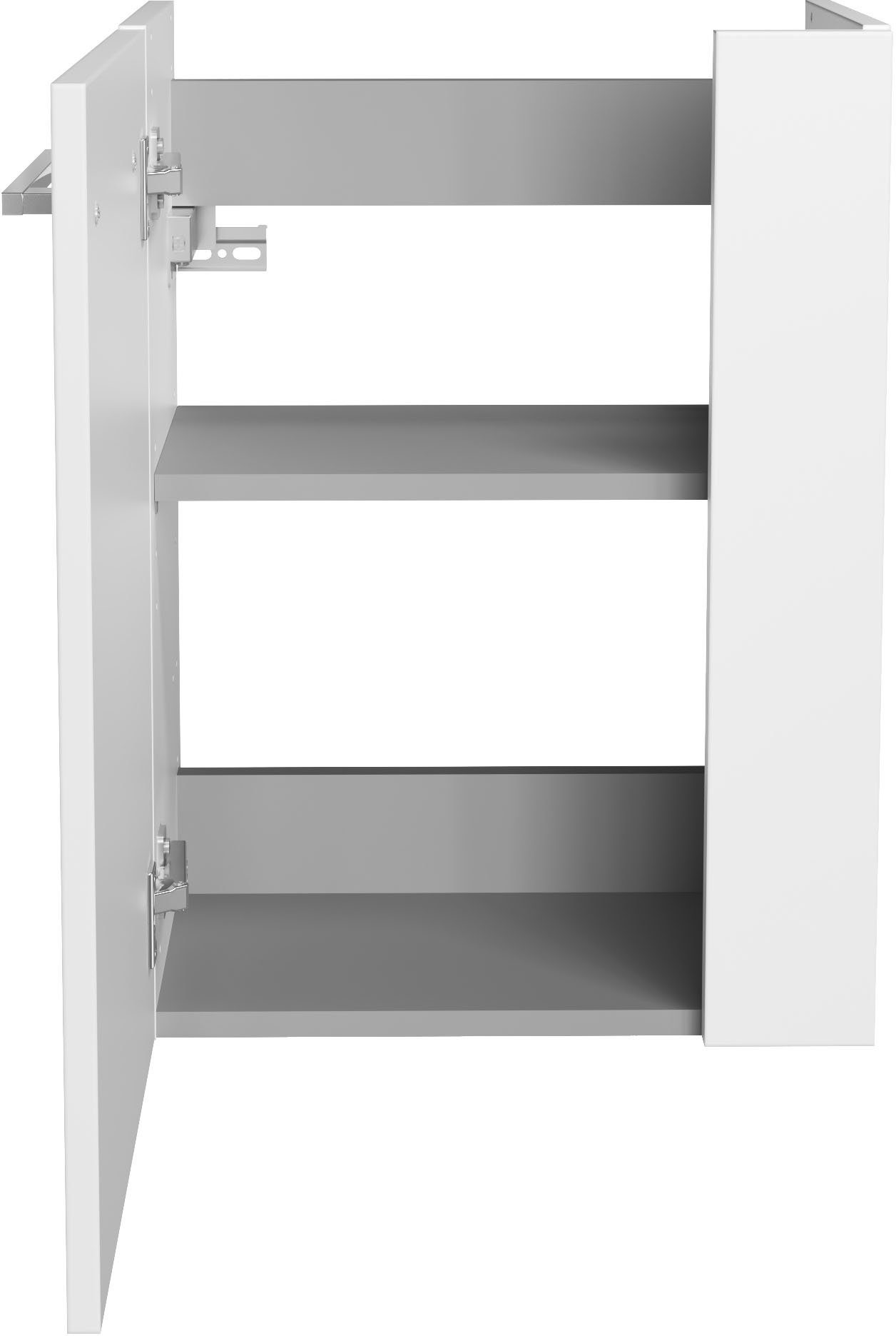 Gäste-WC, Hochglanz 45 Weiß/ | Weiß SBC matt cm Badmöbel Waschbeckenunterschrank ca. für FACKELMANN Türen Breite