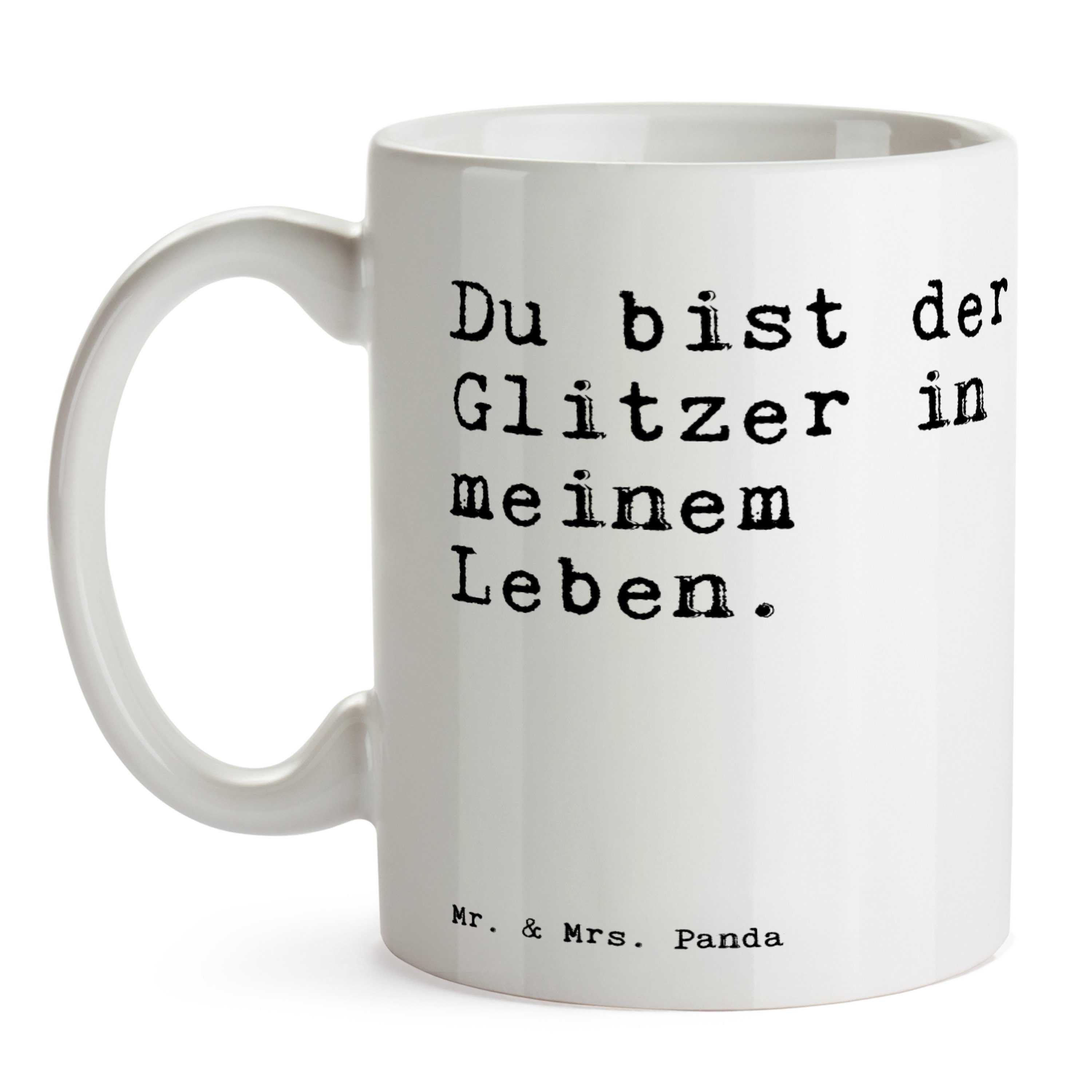 Glitzer... bist - Keramik & Spruch, - der Weiß Geschenk, Du Tasse Panda Motiv, Tasse Glitzer Mr. Mrs.