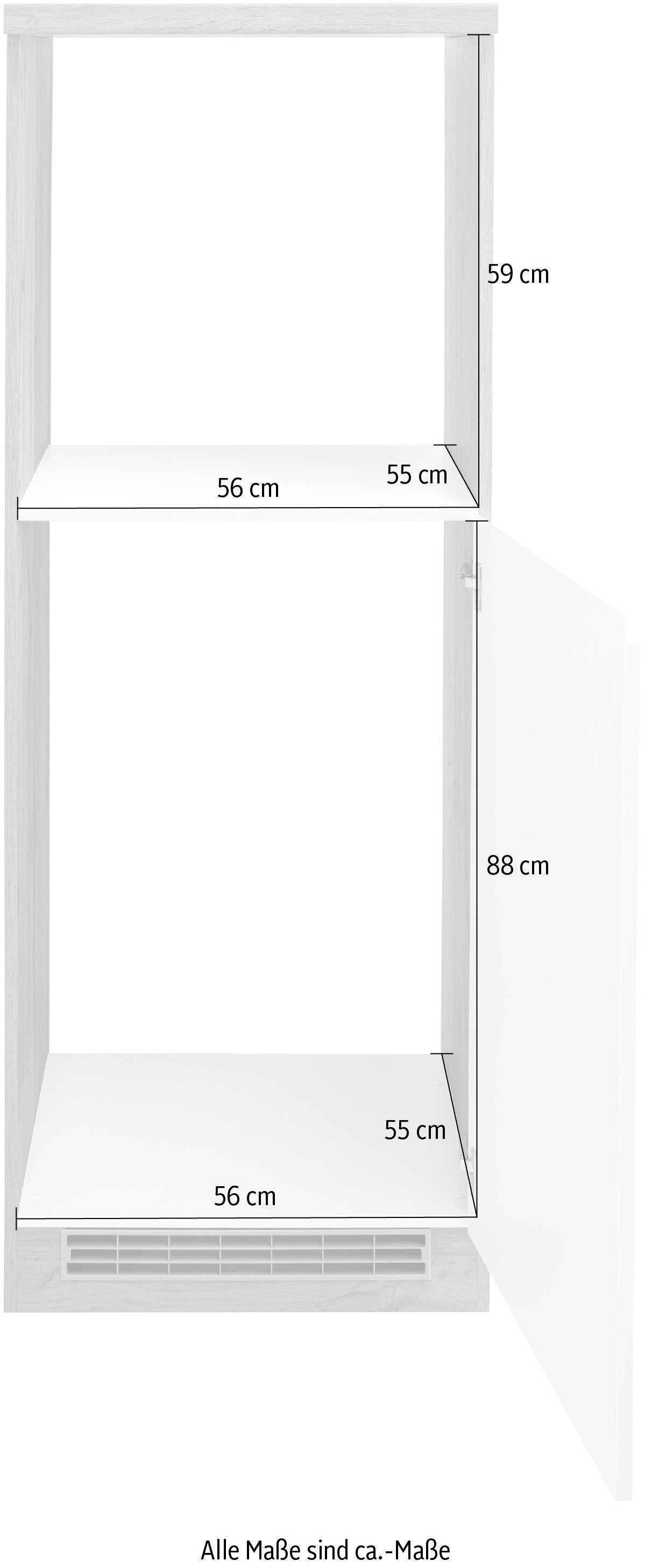 wotaneiche/weiß Backofen-/Kühlschrankumbau breit, Bruneck 60 cm Umbauschrank >>Bruneck<< MÖBEL MDF-Fronten HELD Matt | wotaneiche