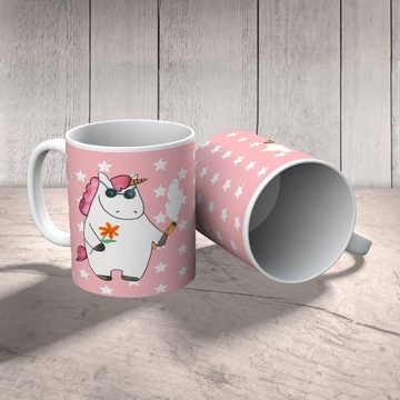 Mr. & Mrs. Panda Kinderbecher Einhorn Woodstock - Rot Pastell - Geschenk, Kinder Tasse, Kindertasse, Kunststoff, Bruchfest