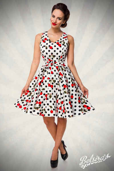 BELSIRA Sommerkleid Retro Kleid Cherry mit Kirschen Cocktailkleid Rockabilly Kleid