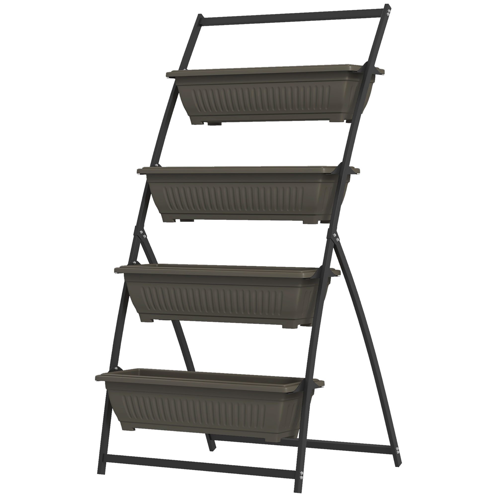 furnicato Pflanzentreppe mit 4 Kästen 76L x 79B x 162H cm Dunkelbraun (1 St), Stapelbarer Blumenkübel mit Abflusslöchern für Garten und Terrasse