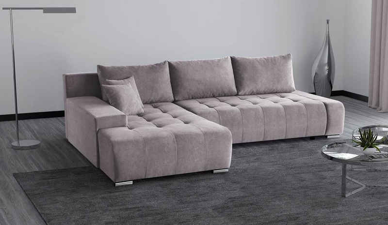 Beautysofa Ecksofa Ecksofa Sofa DRACO mit Schlaffunktion, Bettkasten Couch Wohnzimmer