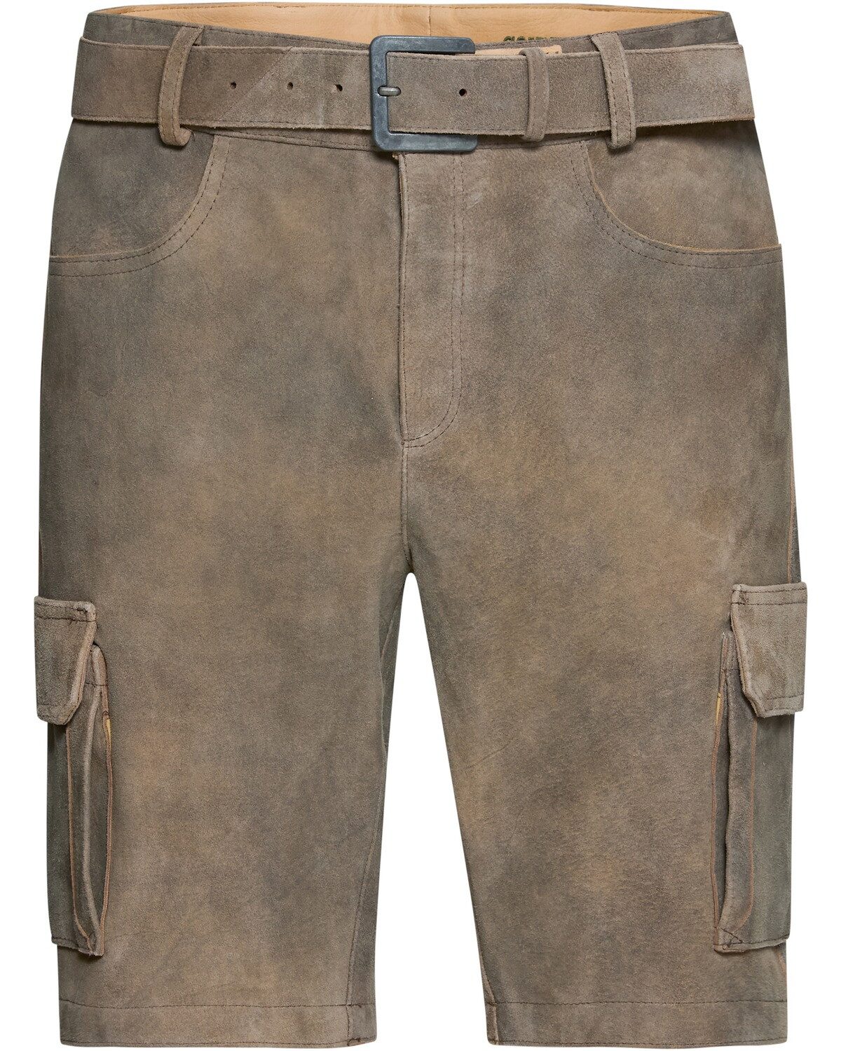 Country Line Trachtenlederhose Kurze Lederhose im Cargo-Stil