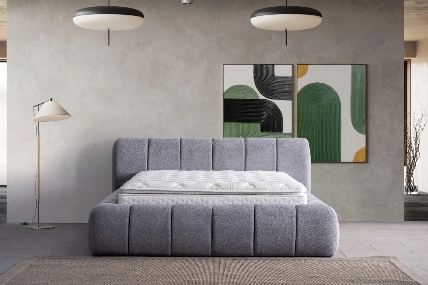 Bermo Home Bettgestell Bubble (Set, Bettgestell mit gepolstertem Kopfteil & Unterbau), Bettgestell mit gepolstertem Kopfteil & Unterbau