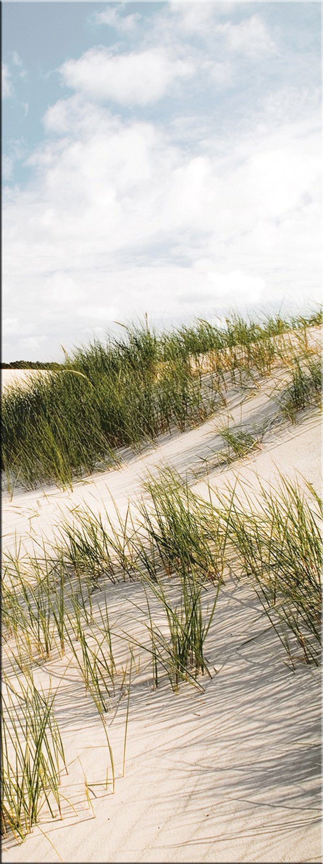 Glas 30x80cm aus artissimo Strand-Landschaft Bild Strand Foto: Glasbild Landschaft Düne, Glasbild Hochformat Meer I
