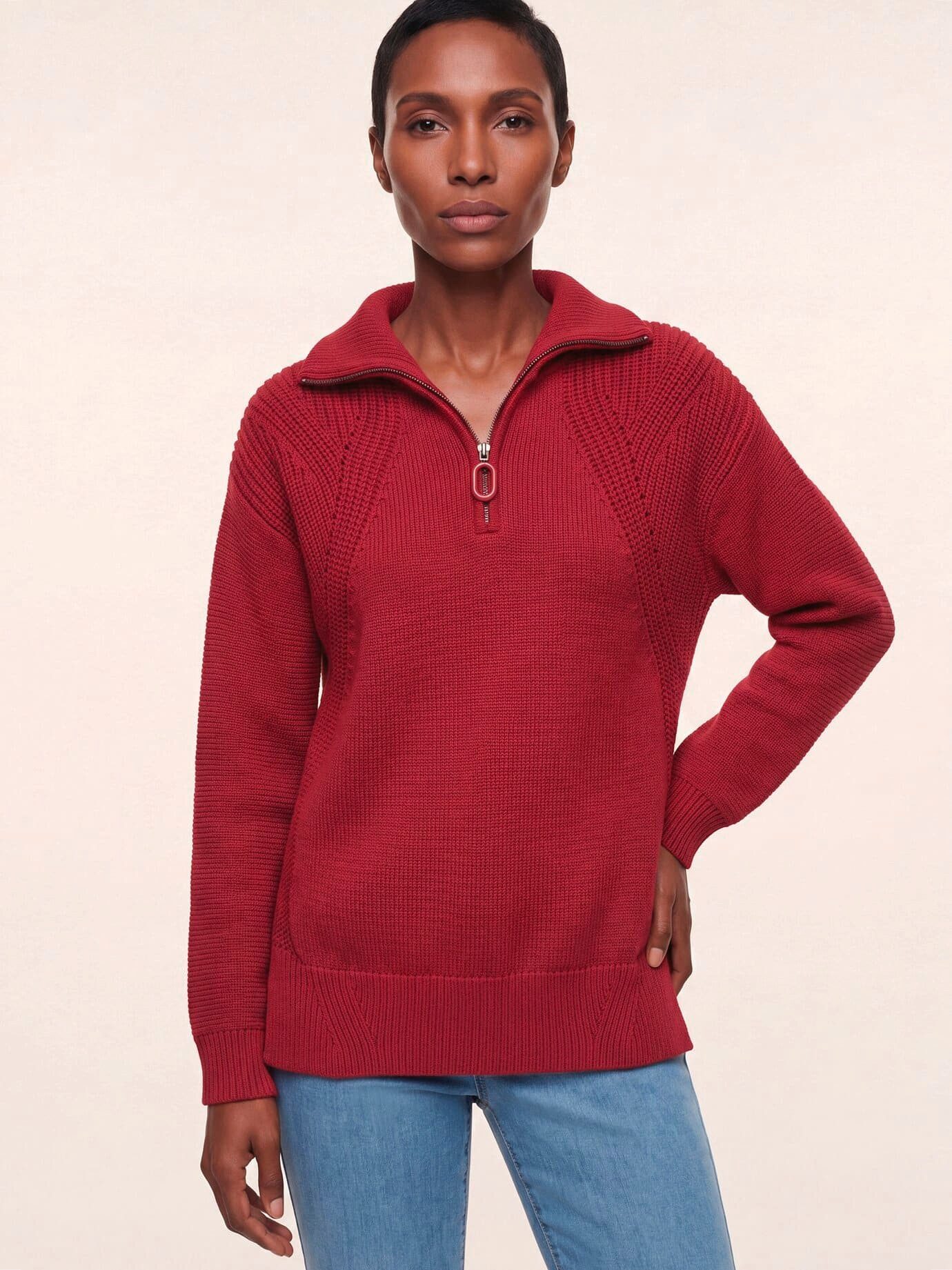 Walbusch Troyer Damen Pullover mit Troyerkragen Troyer-Kragen, modern, wärmend