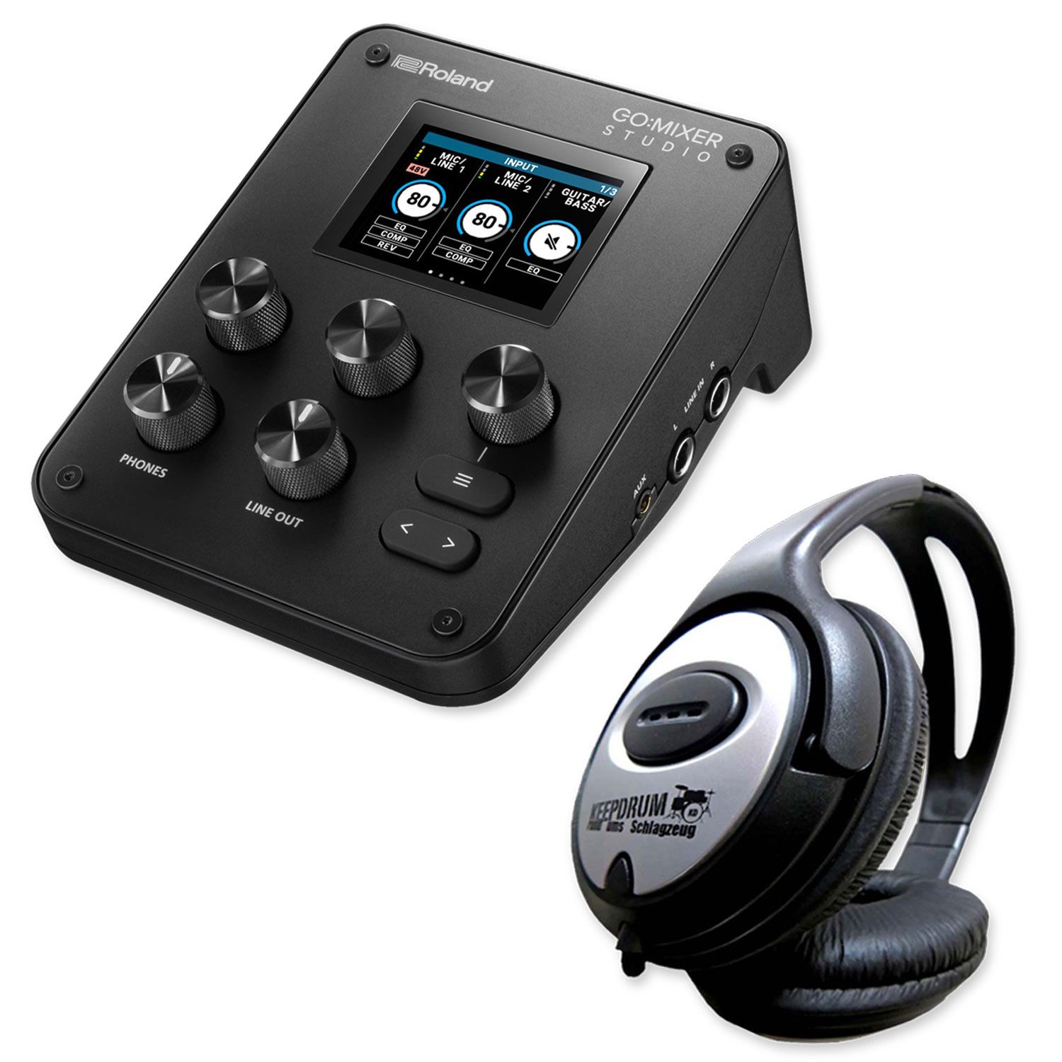 Roland Audio Roland Interface GO:Mixer Studio Audio-Mixer mit Kopfhörer Digitales Aufnahmegerät (Vorteils-Set mit Kopfhörer)